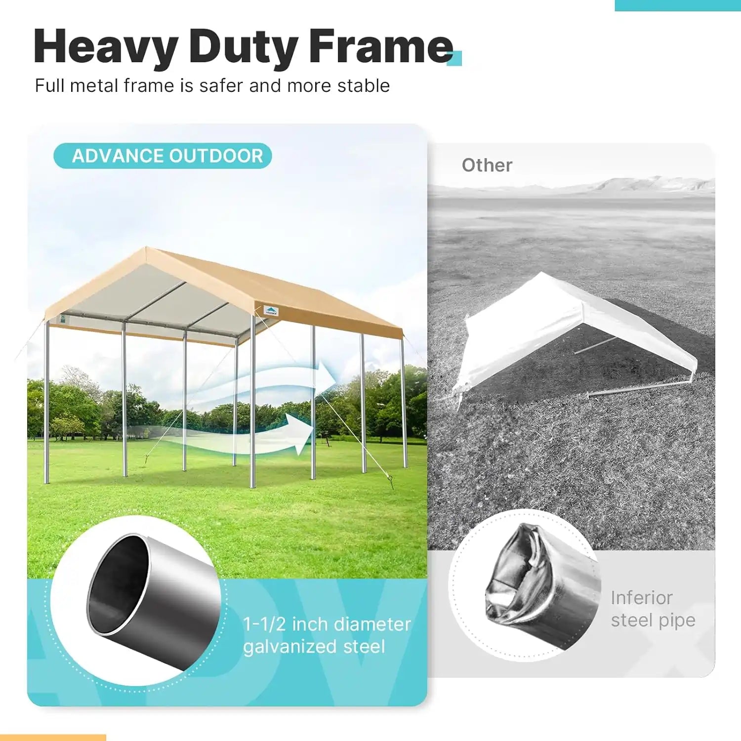 Heavy Duty Metal Frame#color_beige-10'x20'