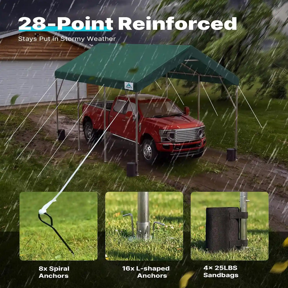 storage shelters like boats, trucks, lawn and garden equipment#style_green-12'x20'