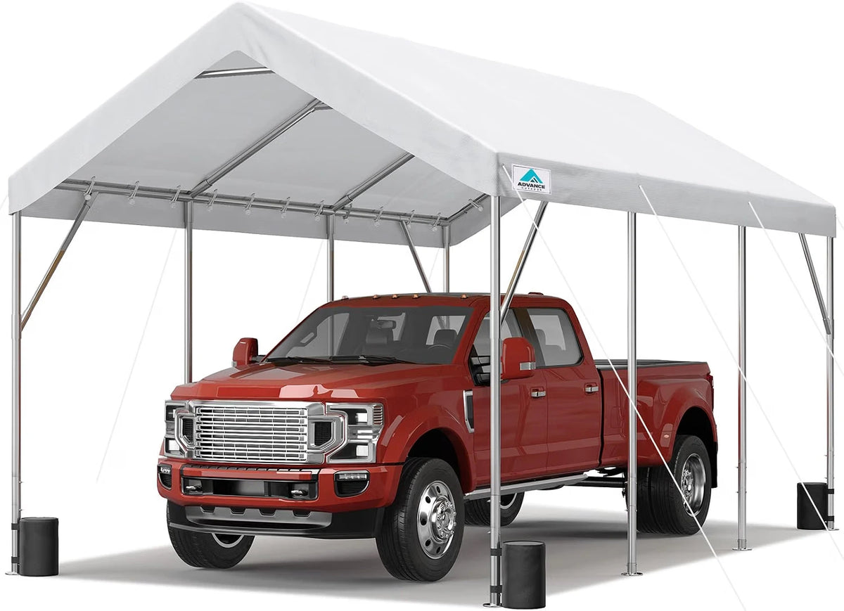 12x20ft Adjustable Heavy Duty Carport White#style_white-12'x20'