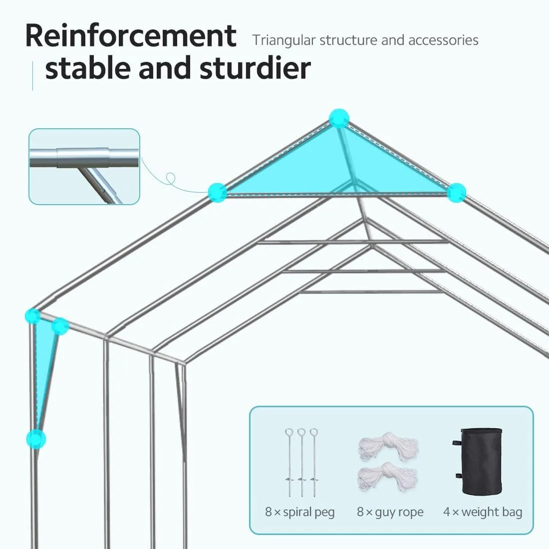 Reinforced Triangular Poles#color_white-12'x20'