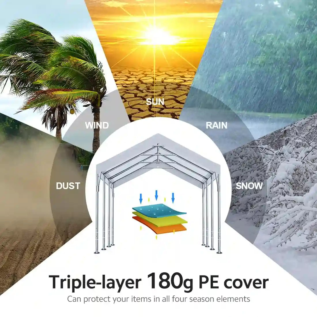 triple-layer 180g polyethylene fabric#color_white-12'x20'