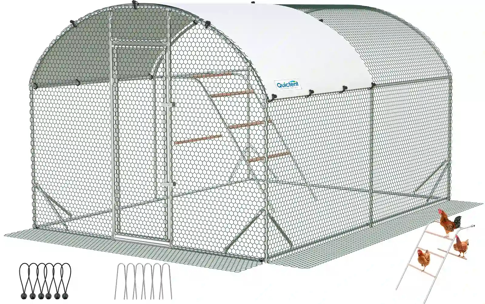 13x10FT Arch Upgraded Walk-in Chicken Coop Run#size_12x9FT with Ladder+Swing