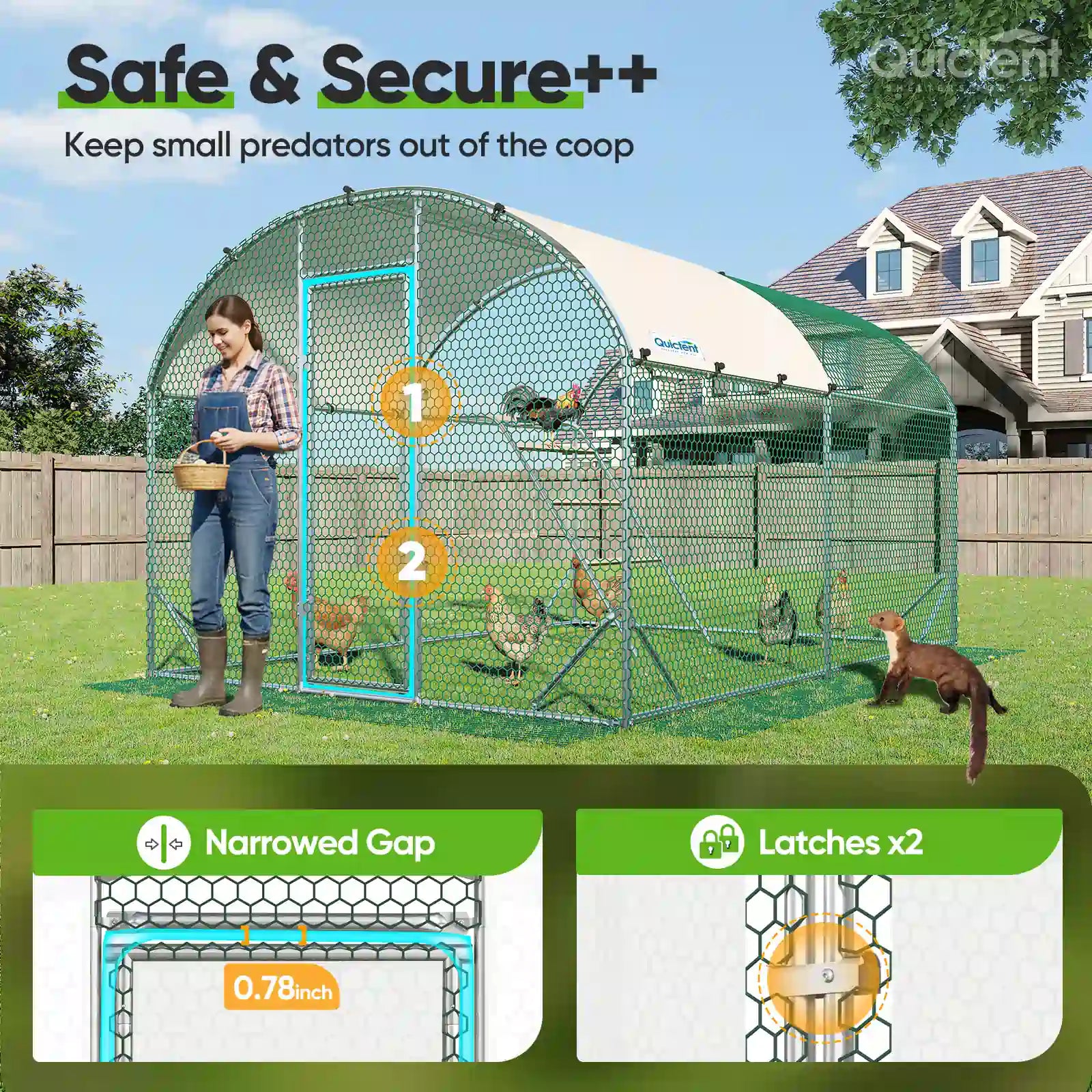 Chicken coop with safety feature#size_12x9FT with Ladder+Swing