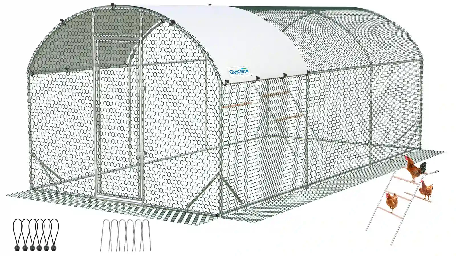 19x10FT Upgraded Large Metal Arch Chicken Coop Run#size_18x9FT with Ladder+Swing