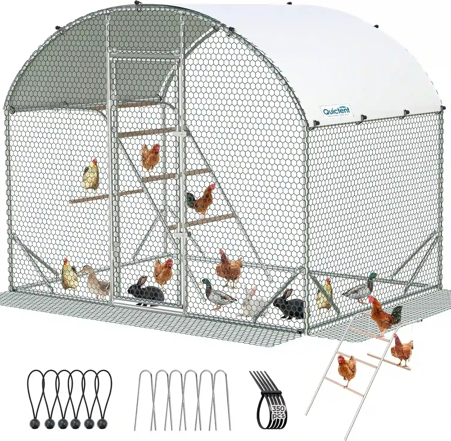 6.5x10FT Arch Hen Duck Rabbit Yard Farm House#size_6.5x9FT with Ladder+Swing