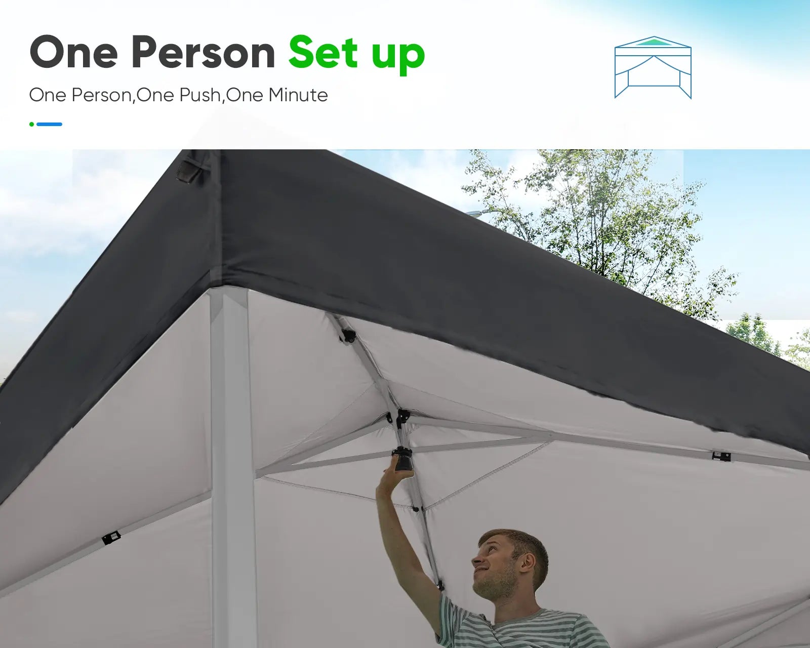 black 10x10 canopy One person set up#color_black (Upgraded)