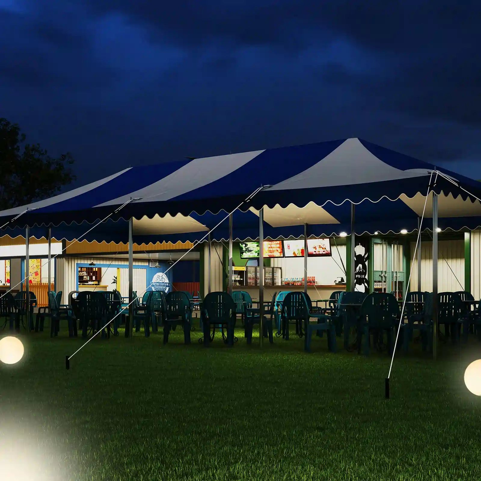 Flame Retardant Standard CPAI-84 & NFPA 701, 100% waterproof, and resistant to UV light#size_20x40ft-Striped Blue