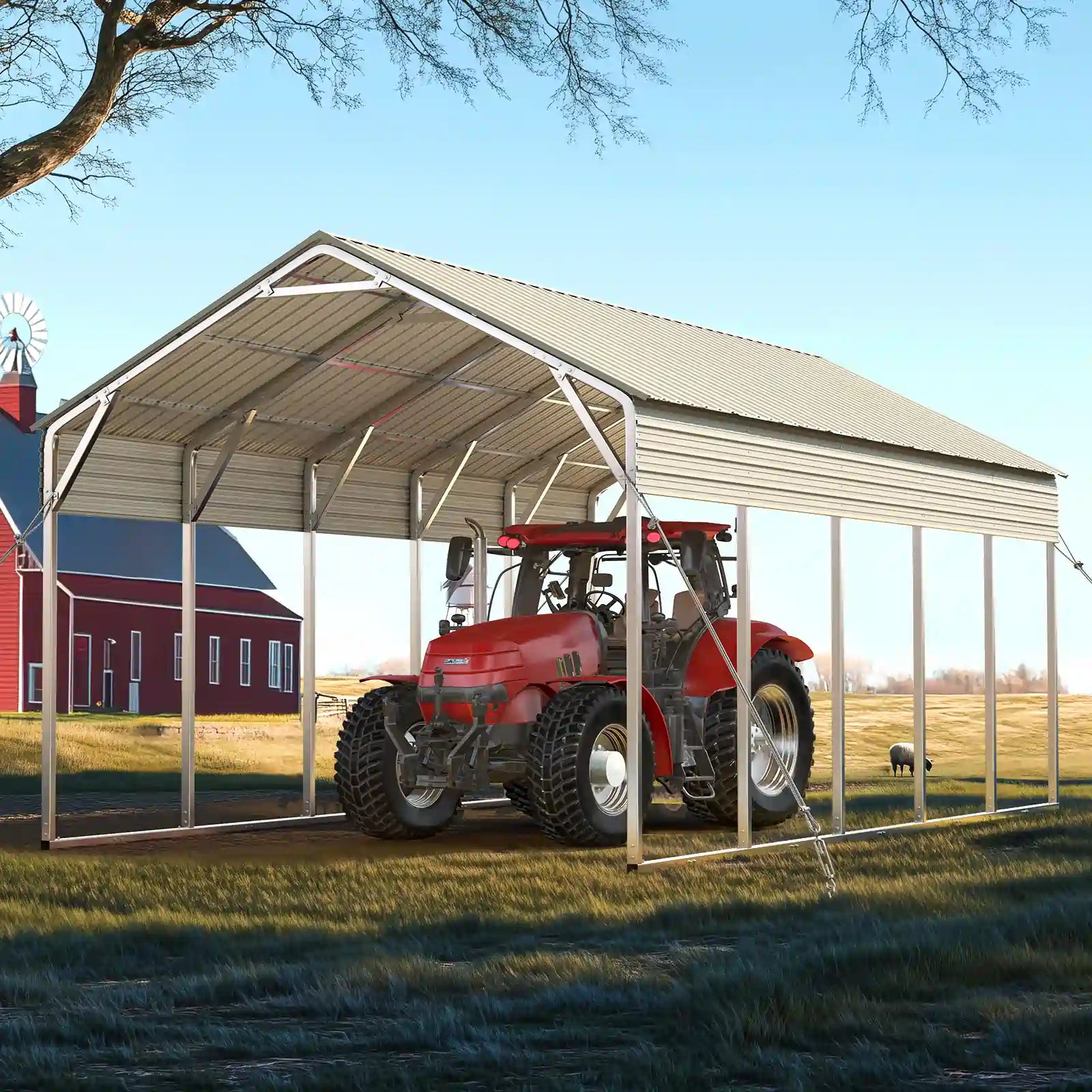 Galvanized Steel Hard Top SUV/Truck Parking Shelter#size_13X26ft