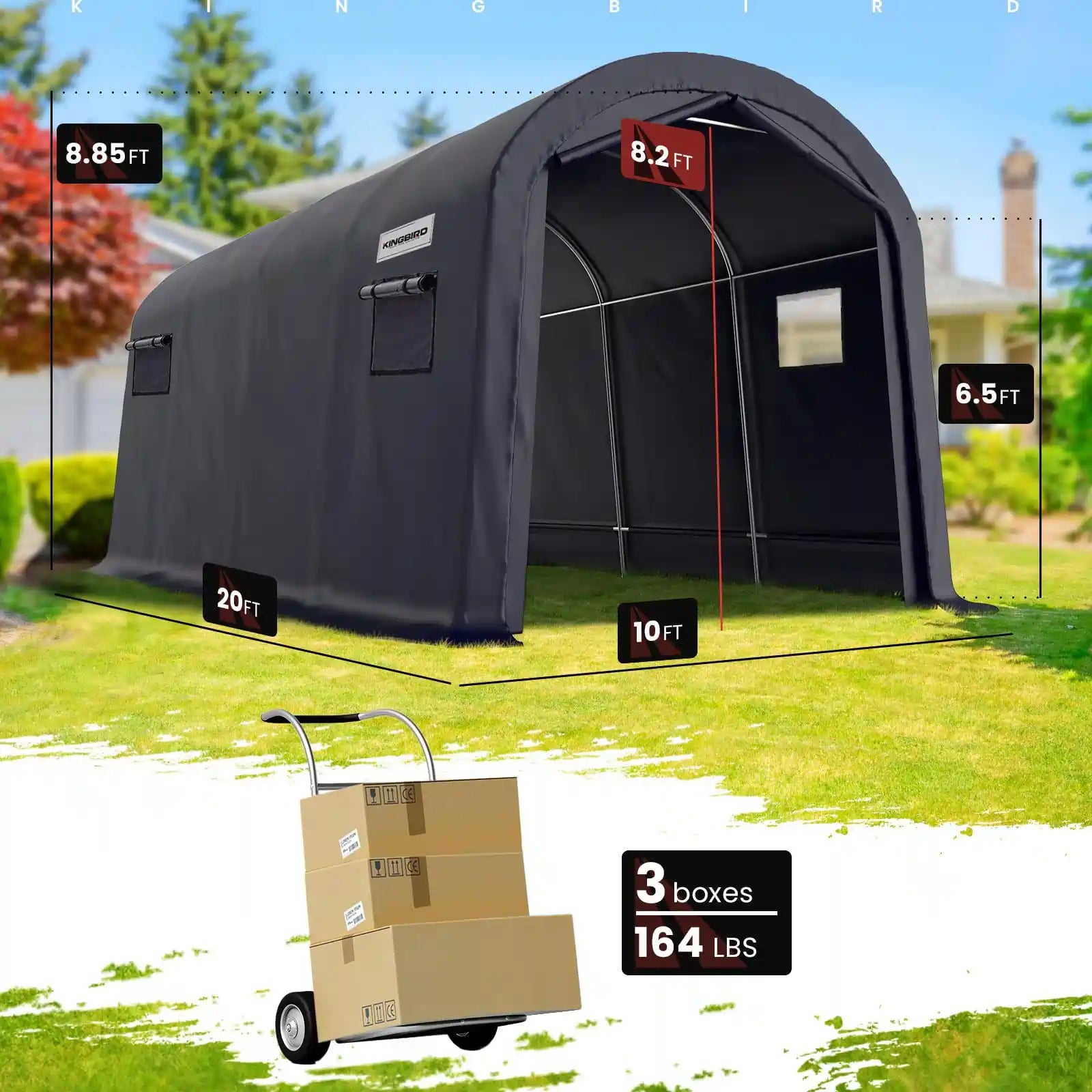 KING BIRD 10' x 20' Round Storage Shed Size#size_10' x 20'-Round