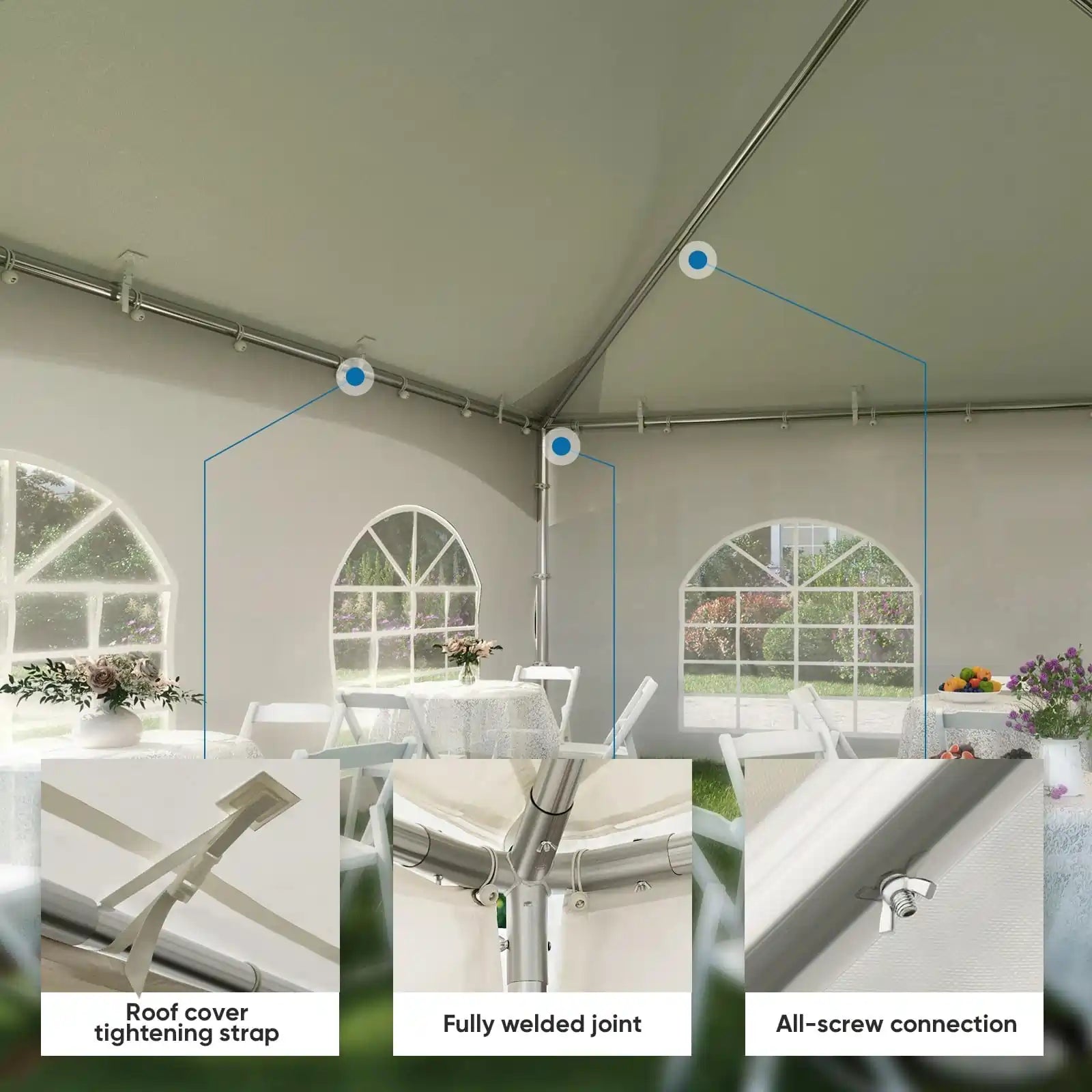 maximizes space and allows for easy accommodation of guests or equipment#size_20'x20' with 4 sidewalls