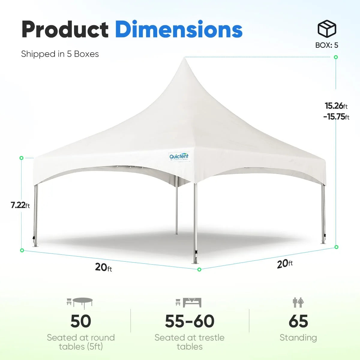 Quictent 20x20ft Heavy Duty Canopy Tent Size#size_20'x20' with no side