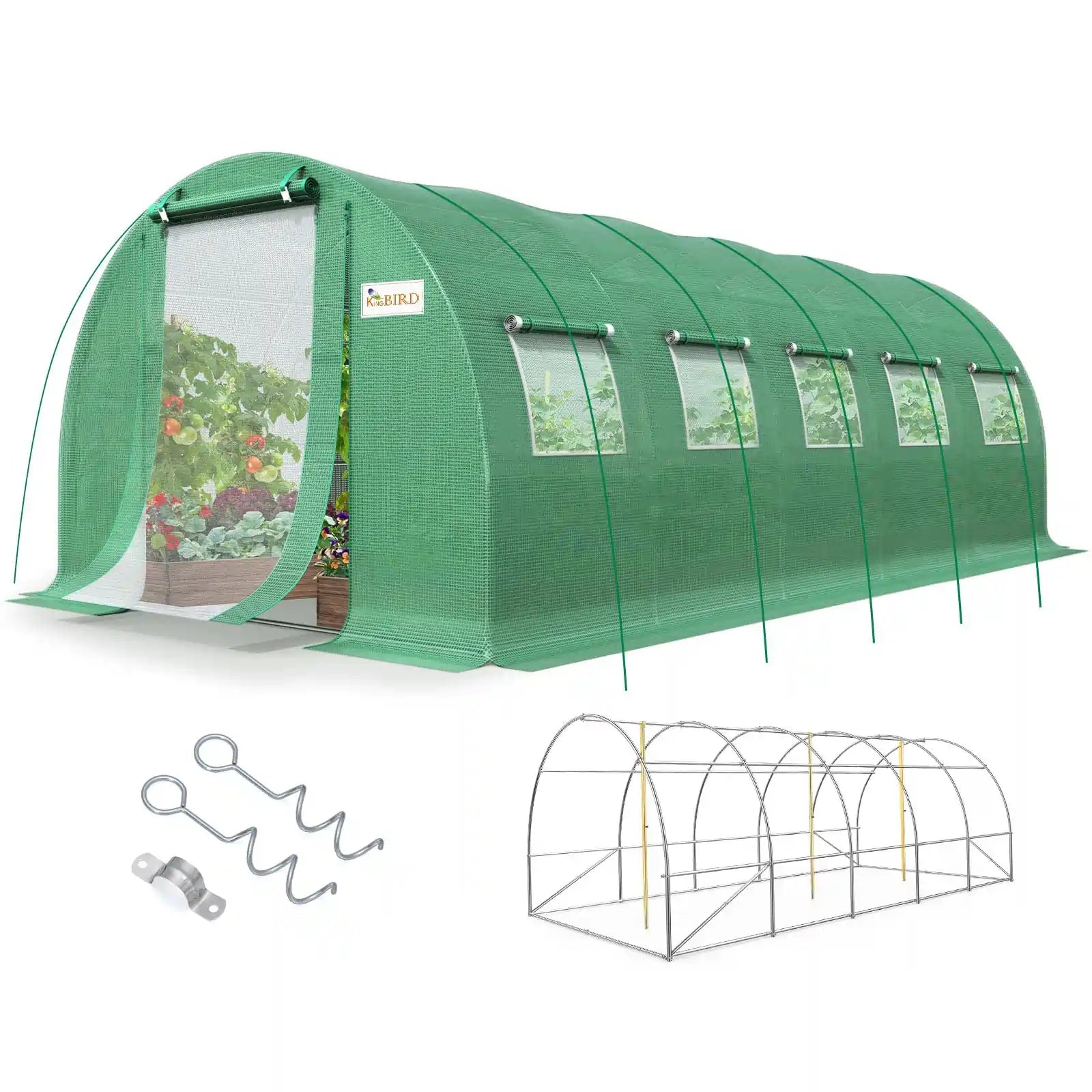 KING BIRD Premium 25x10x6.6FT Greenhouse Green#color_25ft-Green