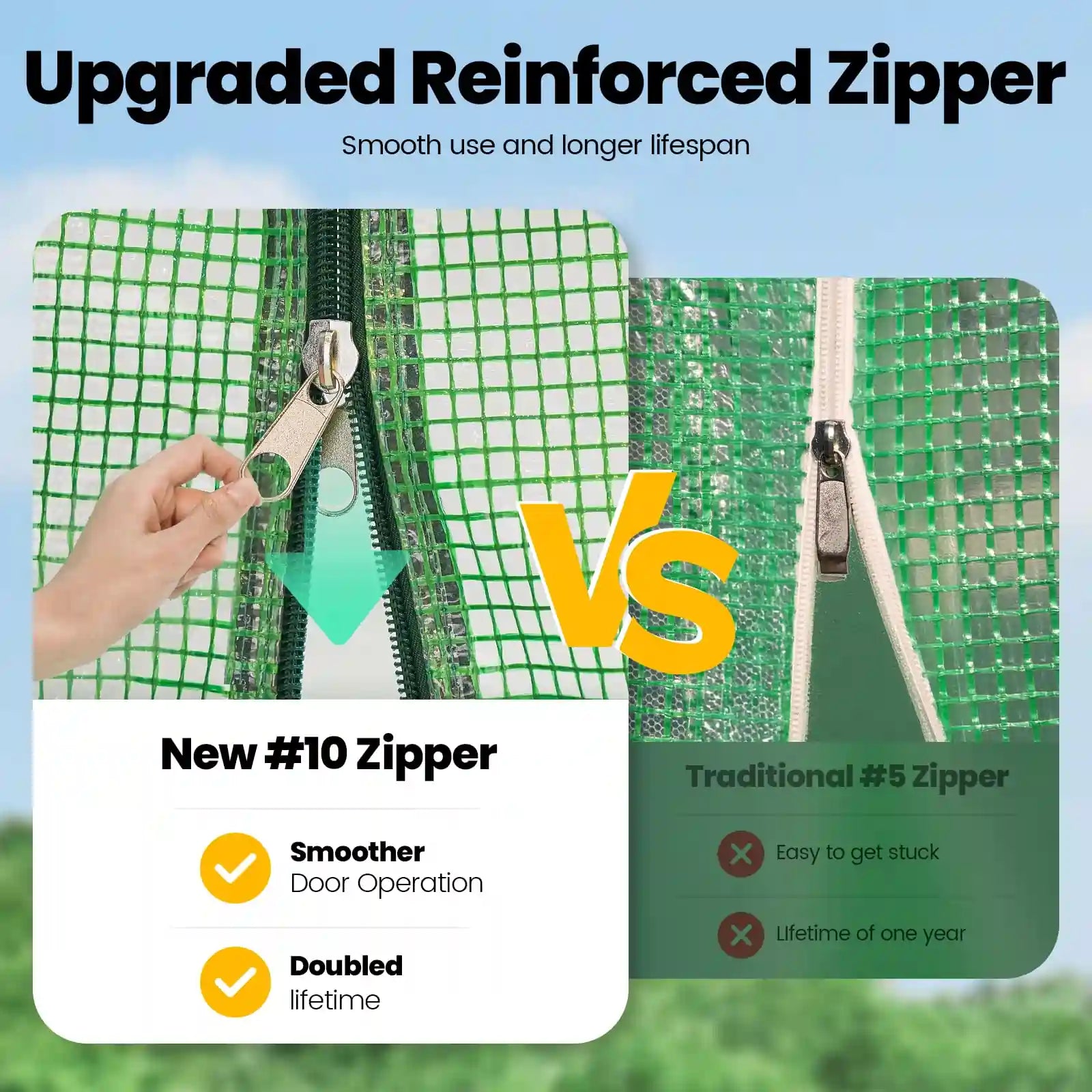 1 PE plus 1 screen door and discrete zippers#color_25ft-Green