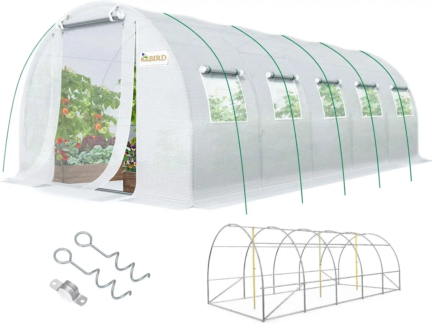 25x10x6.6FT Large Walk-in Greenhouse for Outdoors#color_25ft-White
