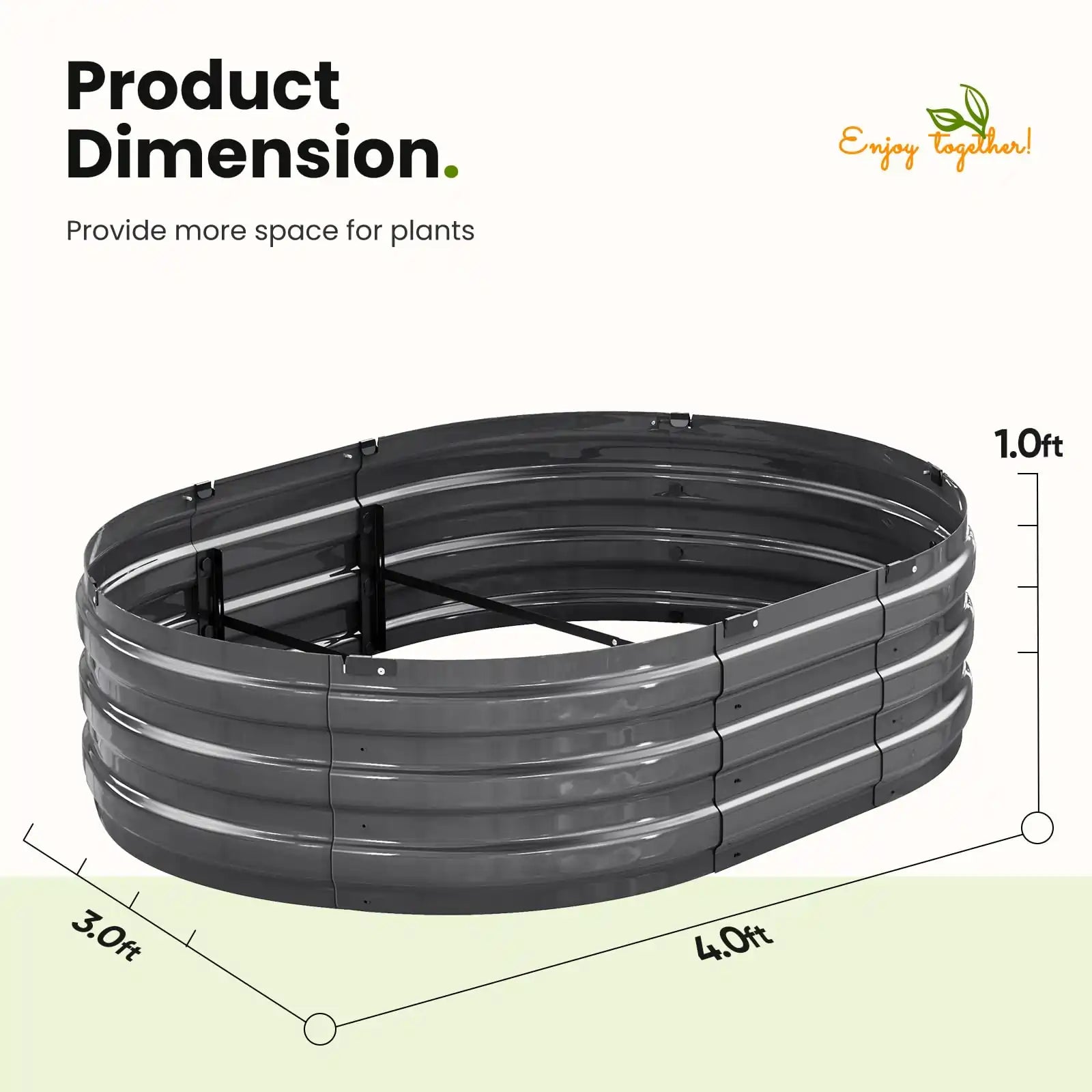 4x3x1 ft Screwless Raised Garden Bed product dimension#size_4x3x1ft