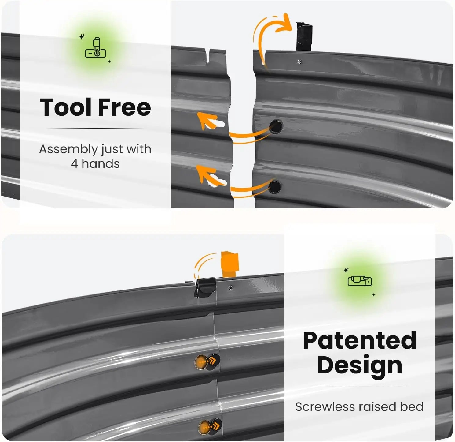 KING BIRD Screwless Raised Garden Bed 6x3x2ft patented screwless design#size_6x3x2ft