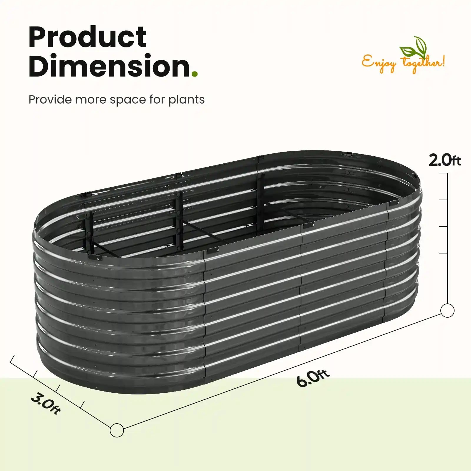 KING BIRD Screwless Raised Garden Bed 6x3x2ft product dimension#size_6x3x2ft