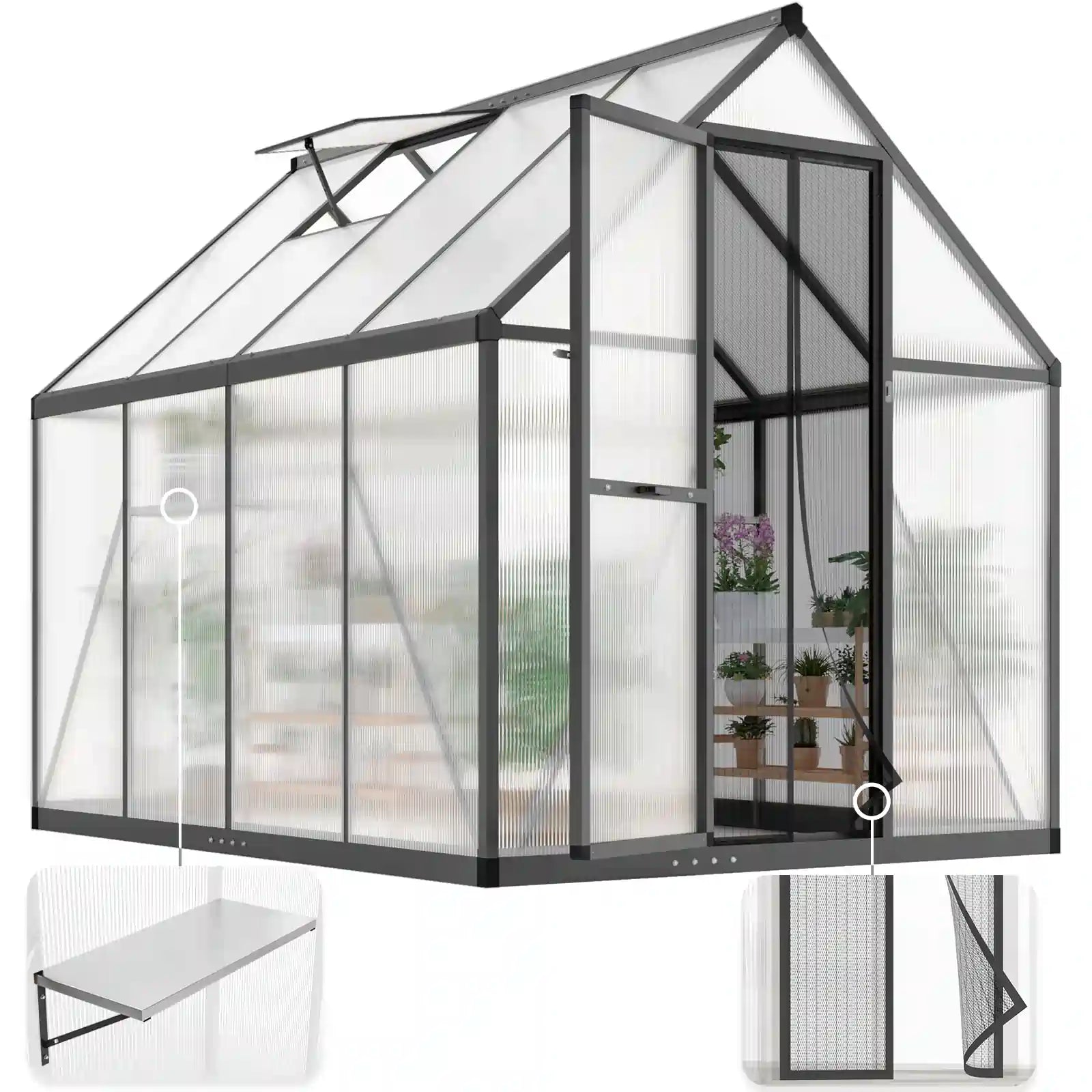 Walk-in Green House for Outside Garden Backyard#size_7.4X5.6X6.4ft-Black