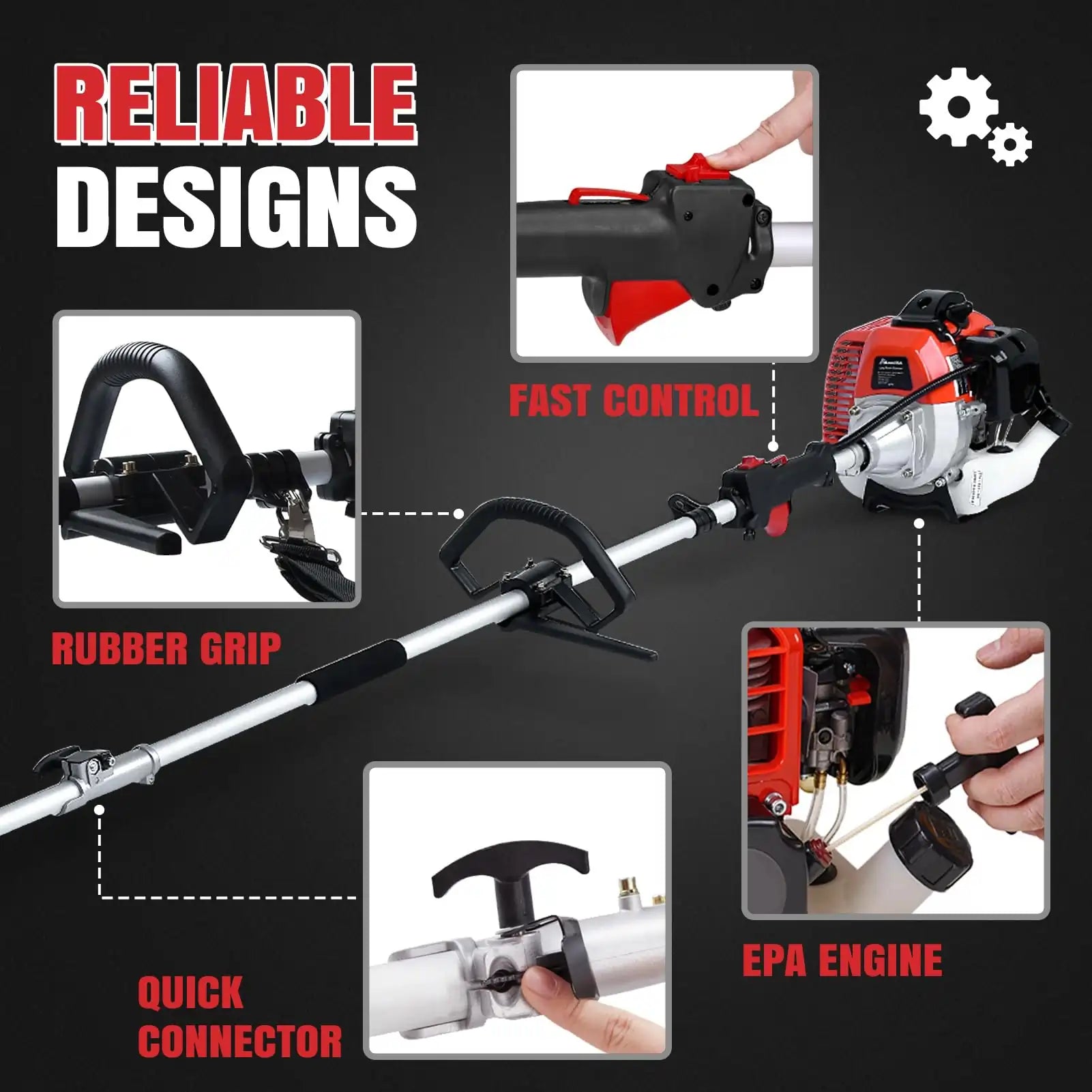 the power of the 42.7cc 2-stroke engine#style_spinning