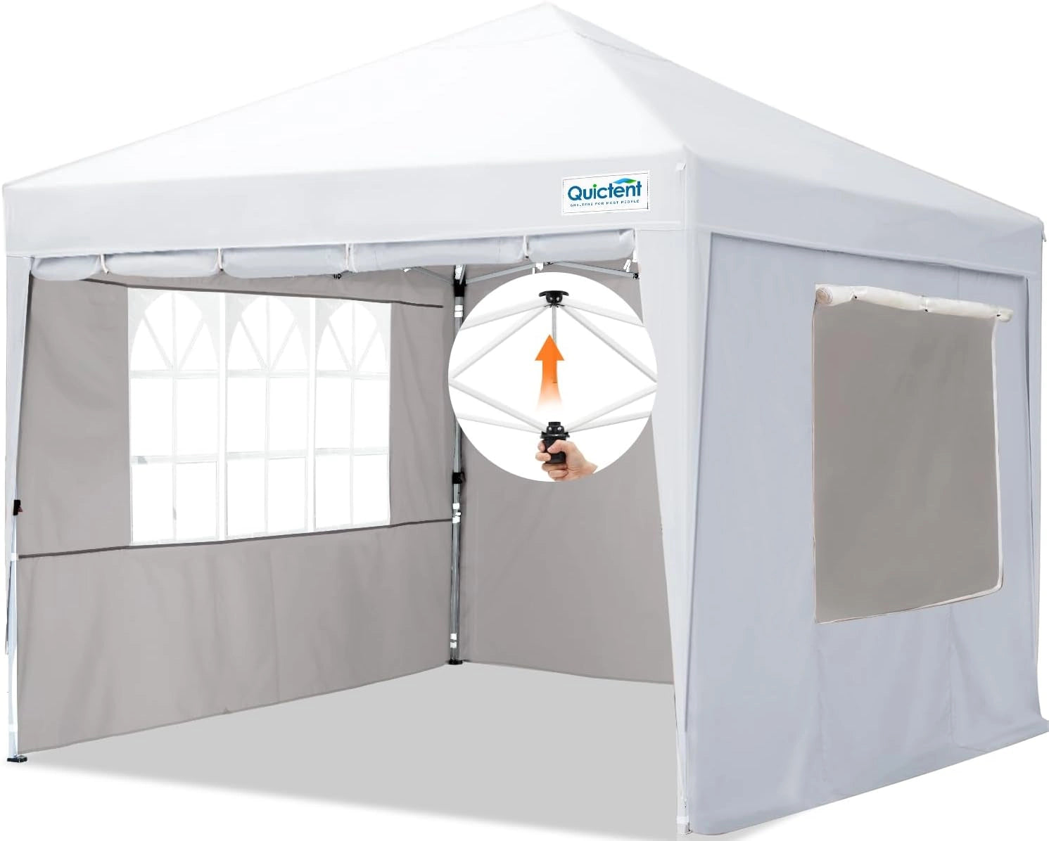 Quictent 10x10 ft Pop up Canopy with Sidewalls#color_white