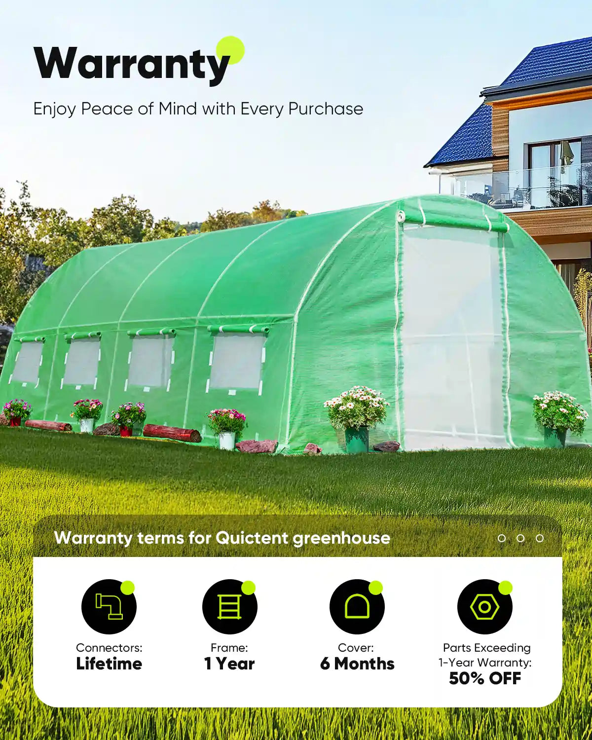 Warranty Terms for Quictent greenhouse#color_green