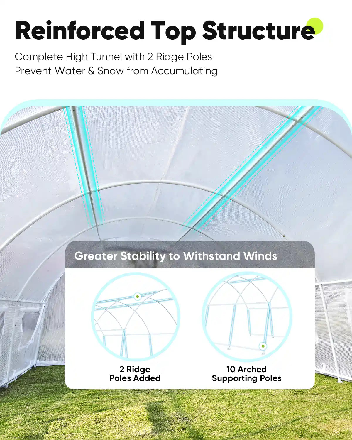 Complete High Tunnel with 2 Ridge Poles#color_white