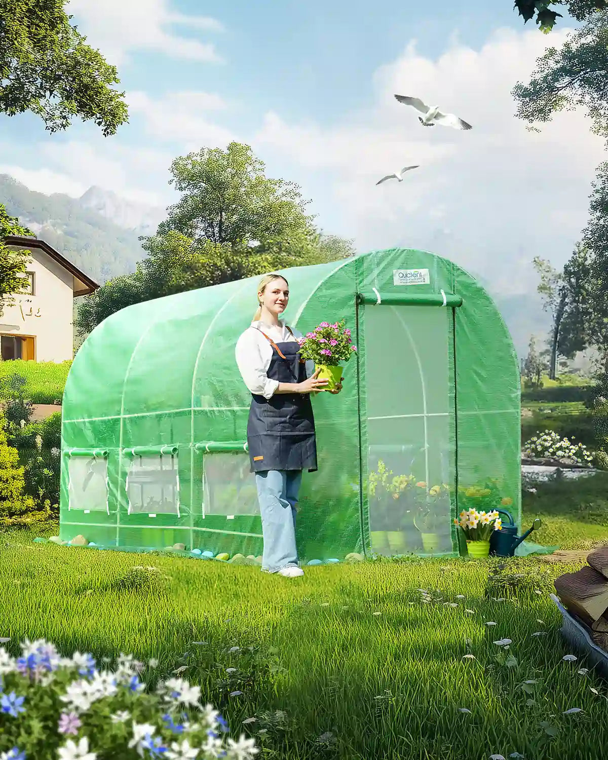 12x7x7FT Fast Setup Greenhouse#color_green (with 2 doors)