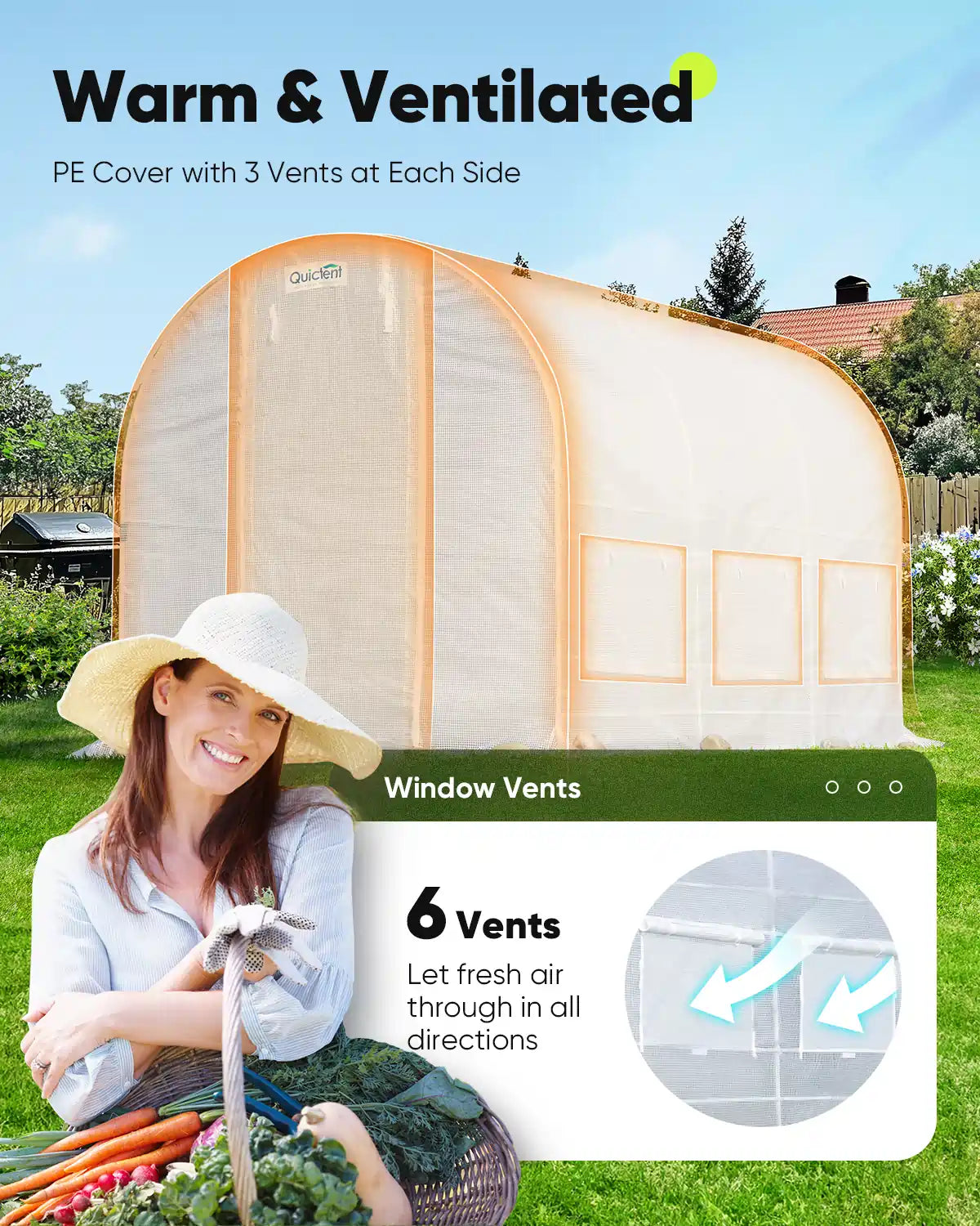 PE cover with 3 vents at each side#color_white (with 2 doors)