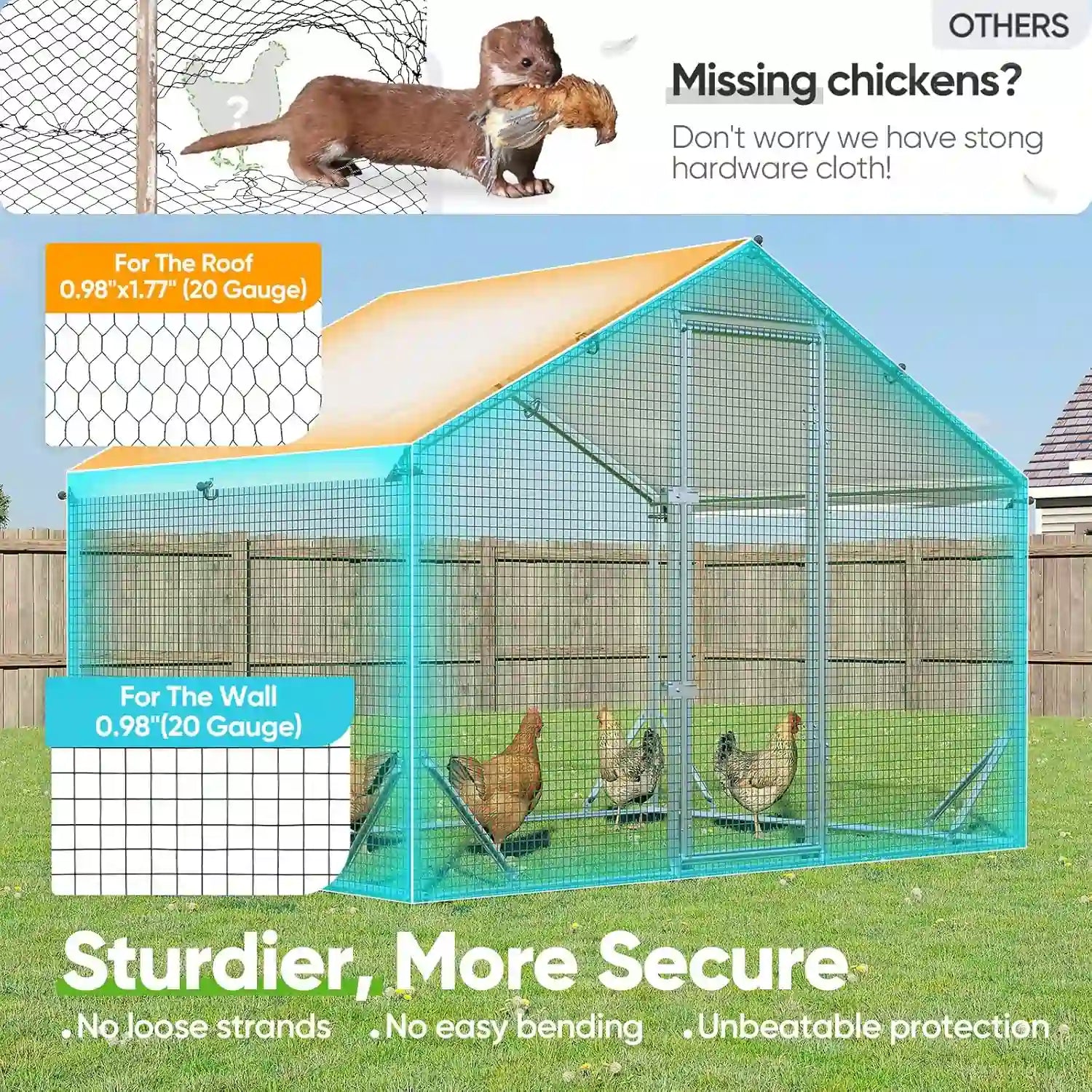 A sturdier chicken run#size_6.5x9ft w/Extended Wire