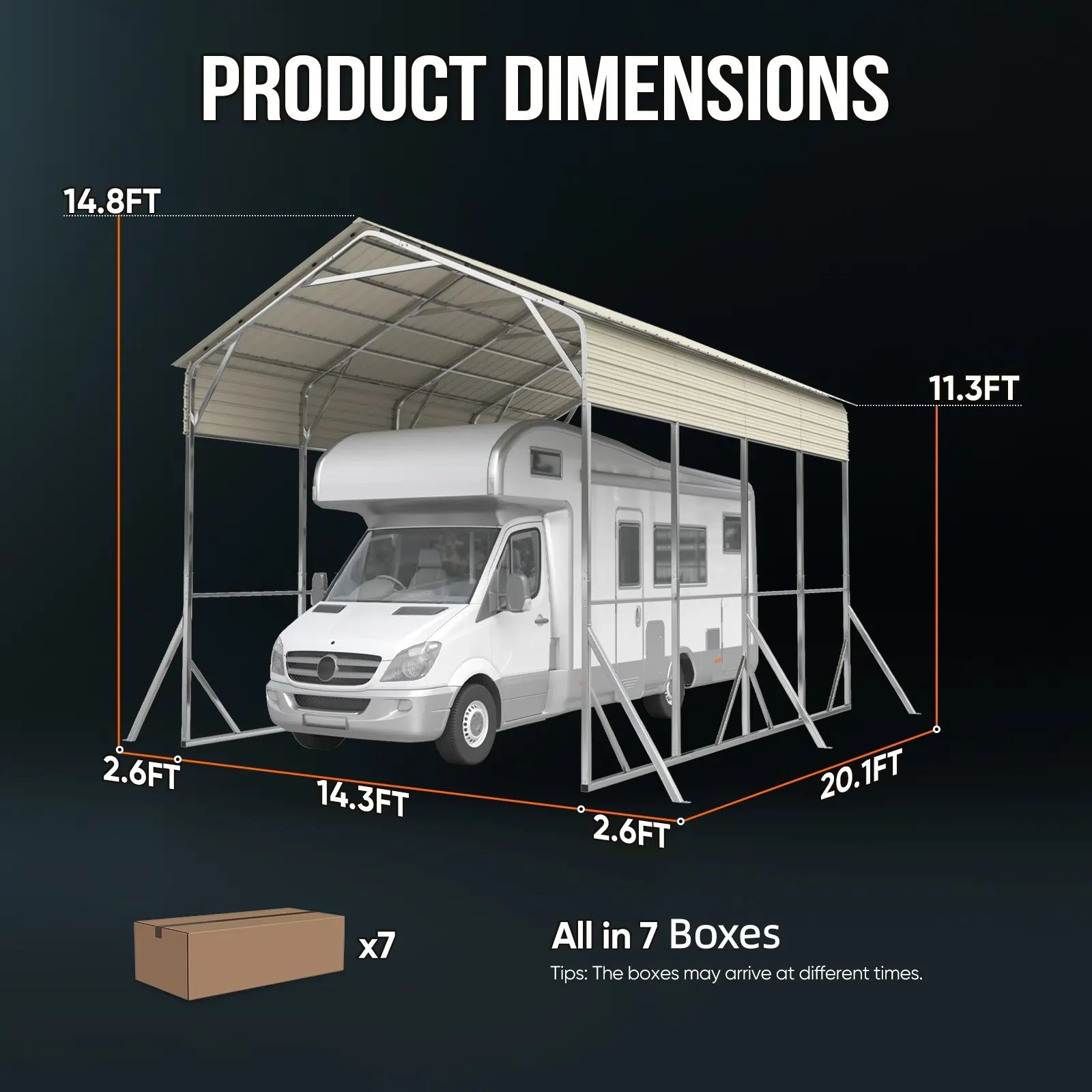 Carport dimensions#size_14X20ft-Taller
