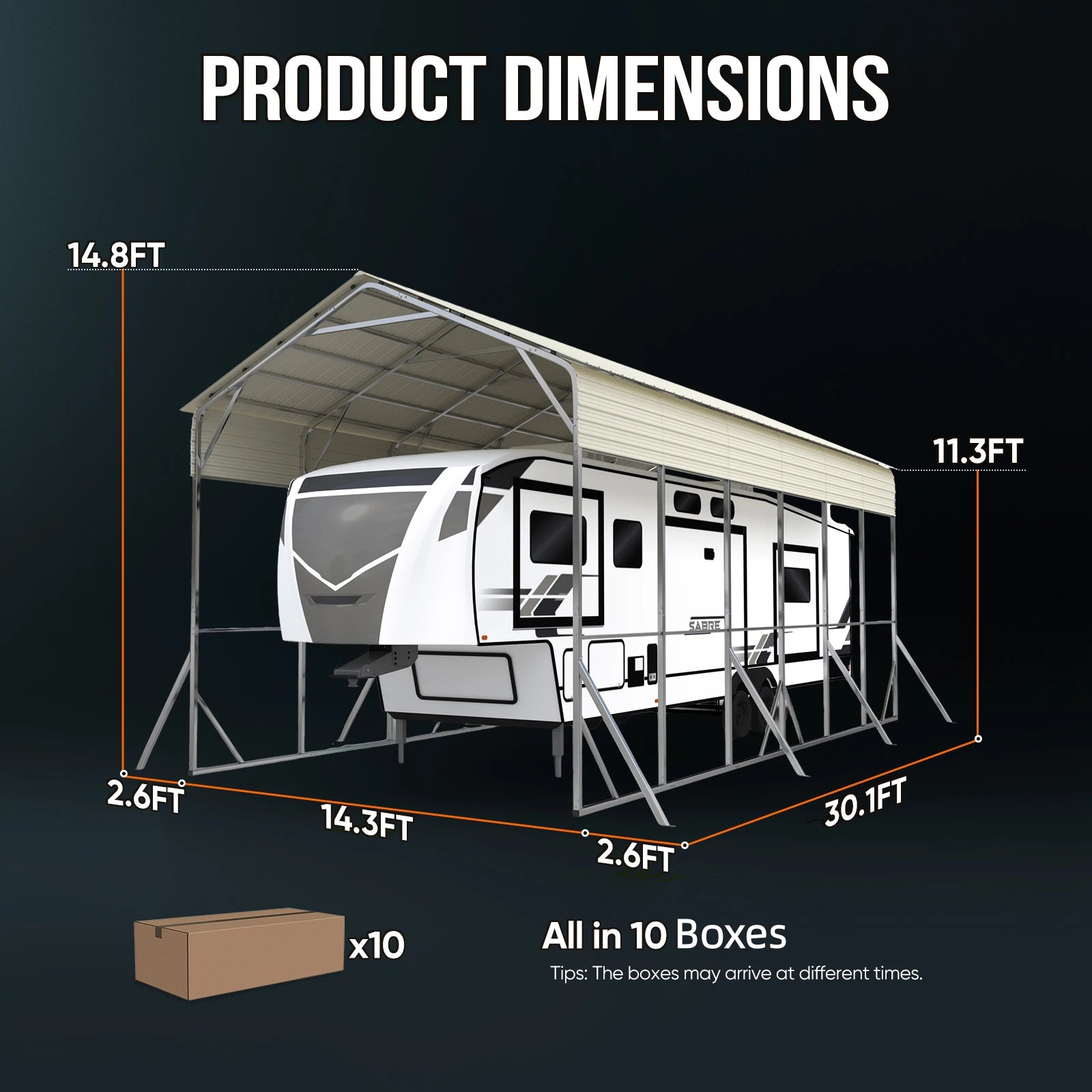 Dimensions of a carport#size_14X30ft-Taller