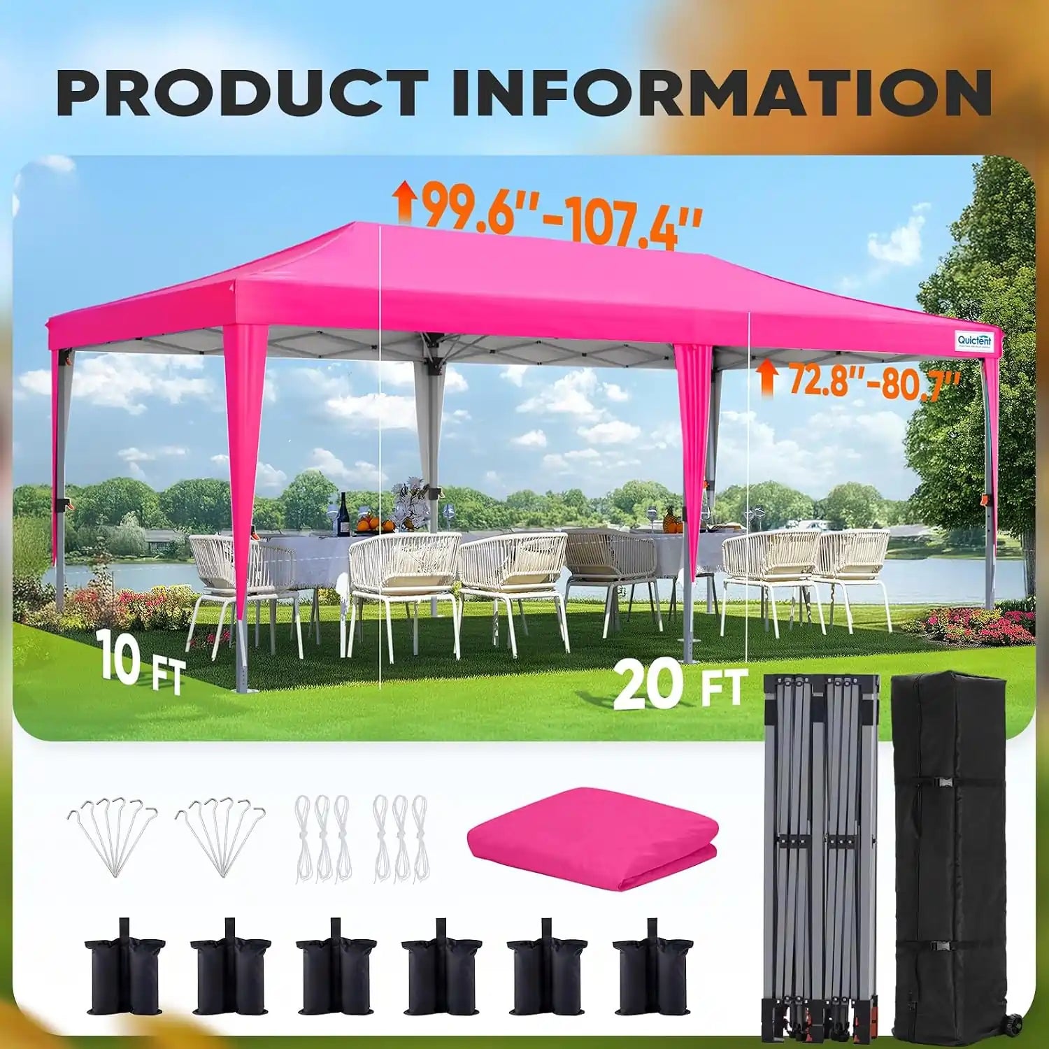 Pink pop-up canopy tent dimensions#color_pink