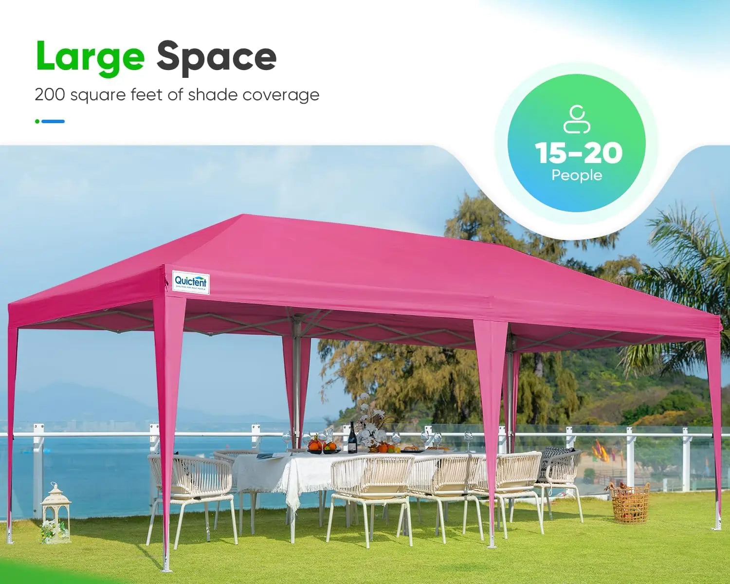 Pink gazebo with shade coverage for 15-20 people#color_pink