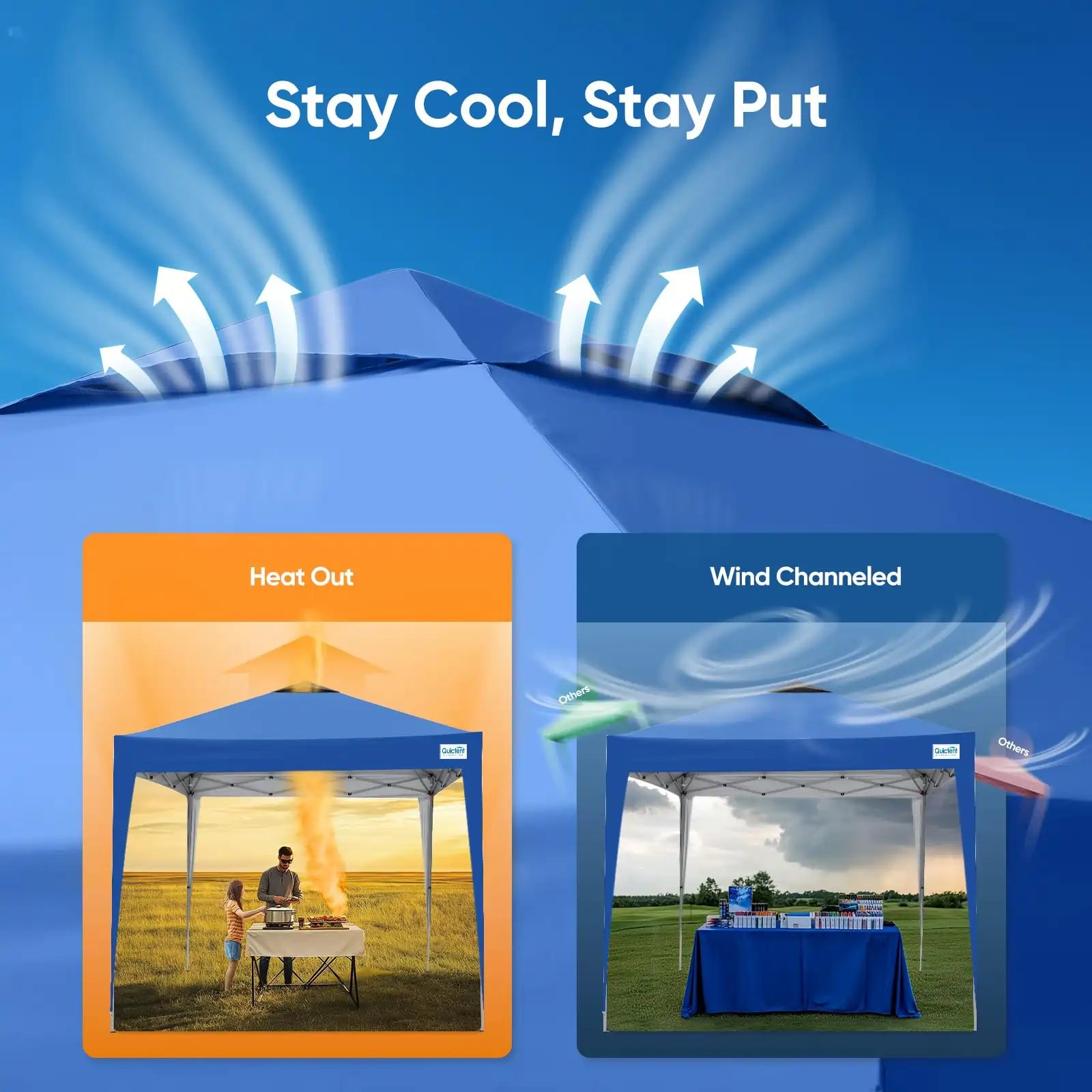 Lift Pole to Secure tent Effortlessly#color_Blue-with Vent