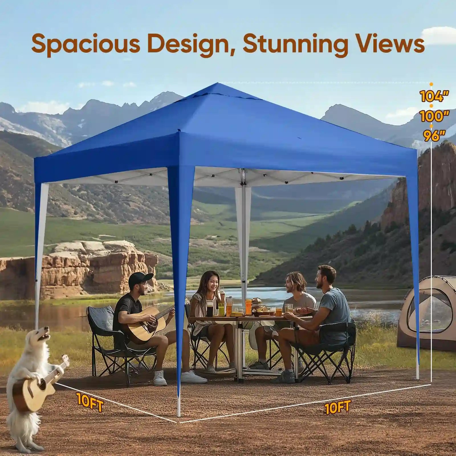 Instant Setup 10x10 Pop Up Canopy Size#color_Blue-with Vent