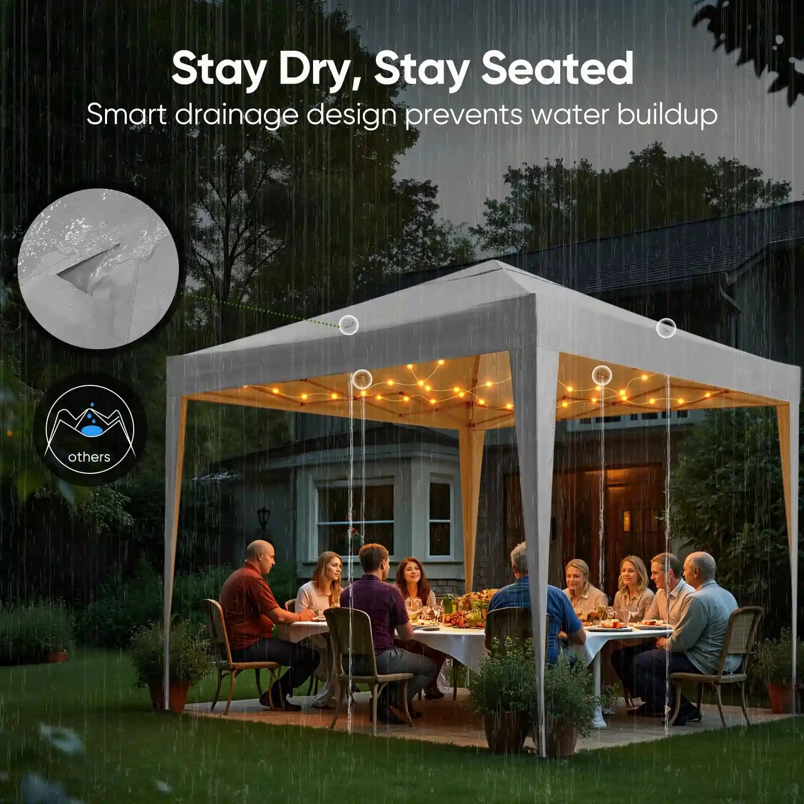 Smart drainage design prevents water buildup#color_Gray-with Vent