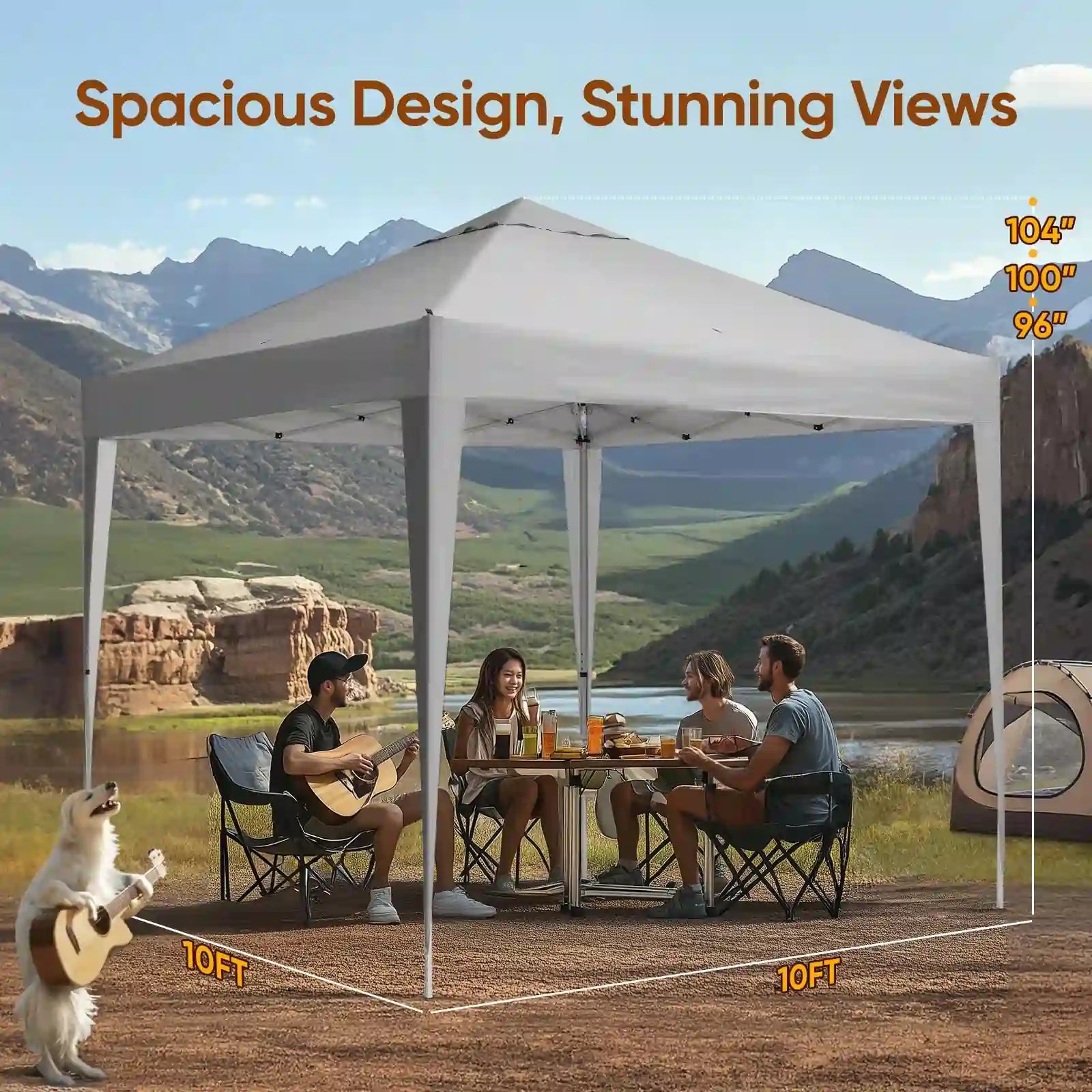 Portable & Compact 10x10 Pop Up Canopy Tent Size#color_Gray-with Vent