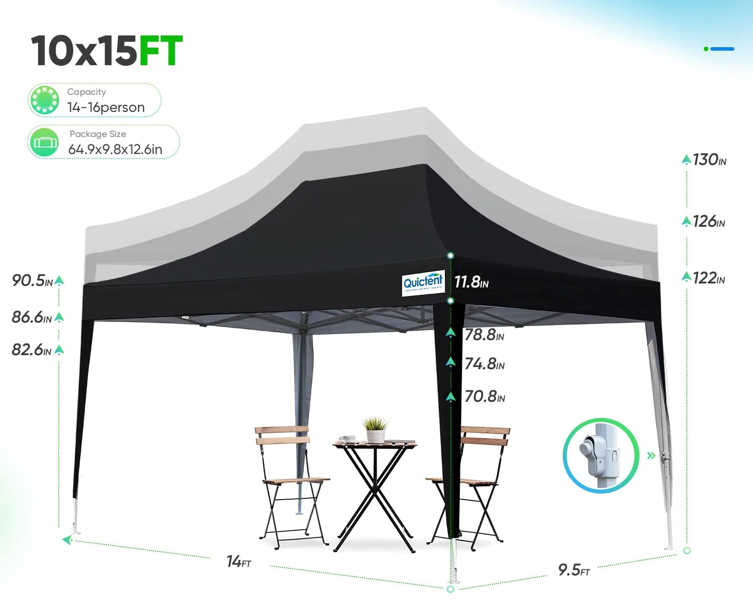 Black 10x15 pop up tent size#color_black