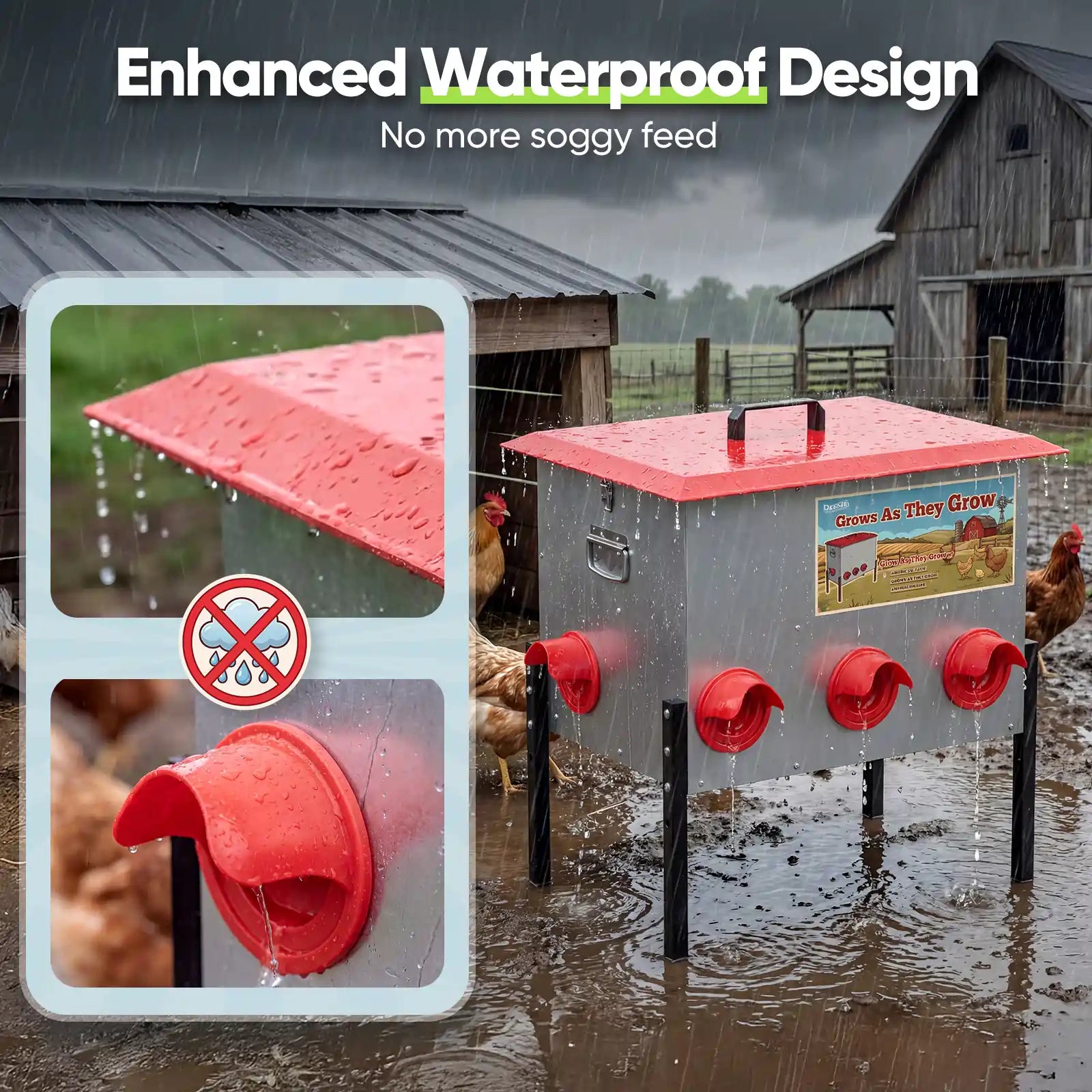 Chicken feeder with waterproof design#size_50-80 lbs