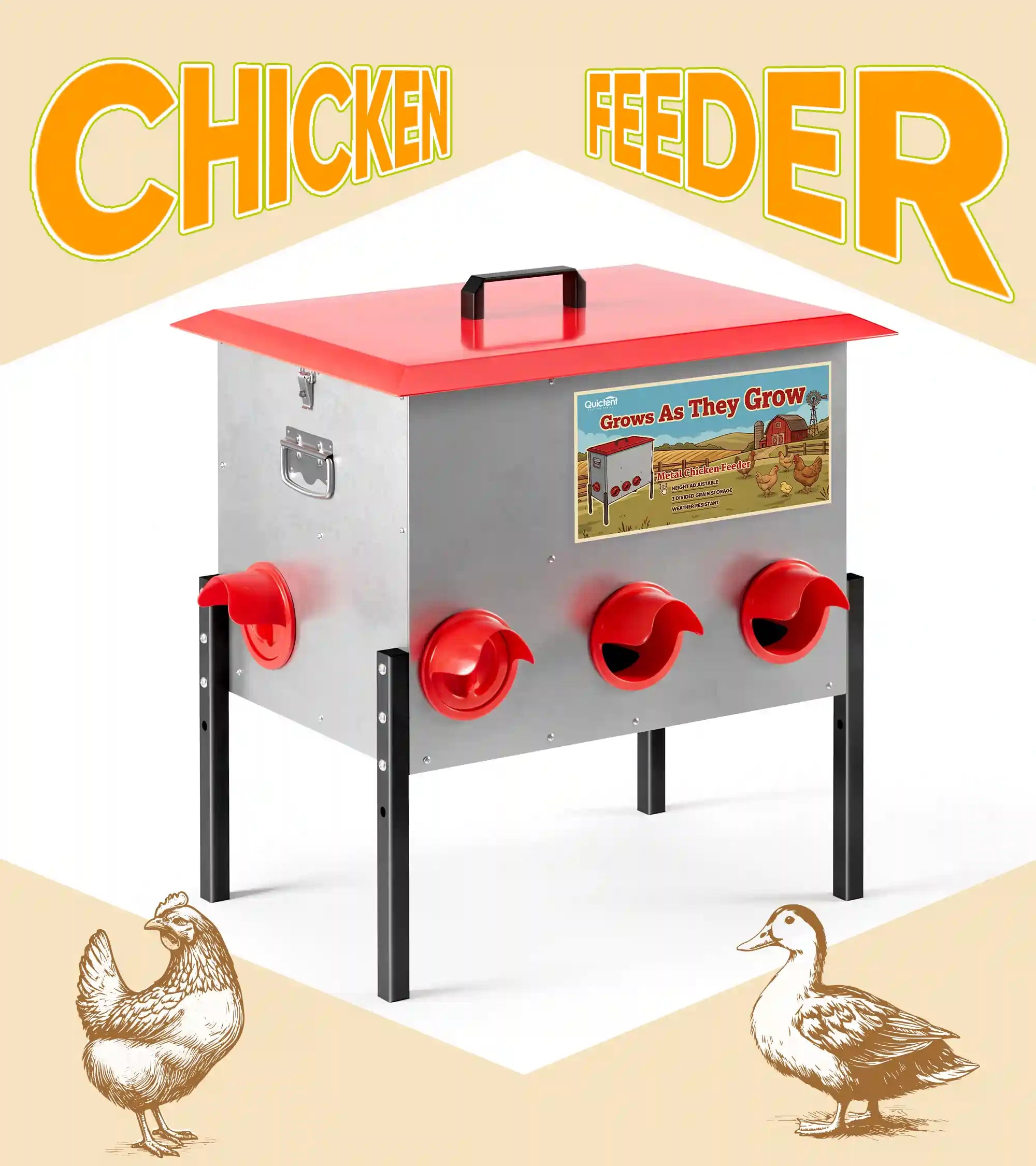 A metal chicken feeder#size_50-80 lbs
