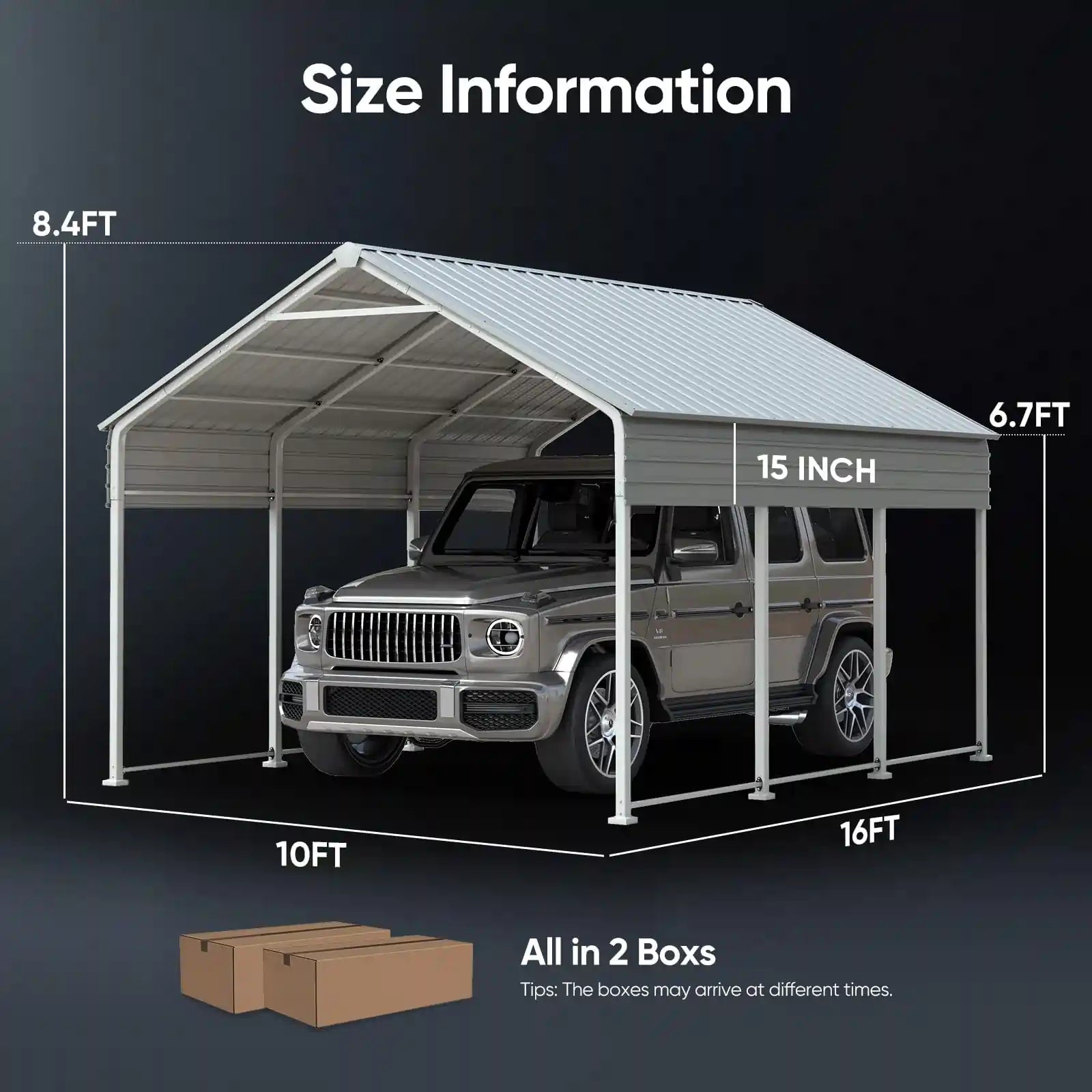 10X16FT Carport Dimensions#size_10X16ft