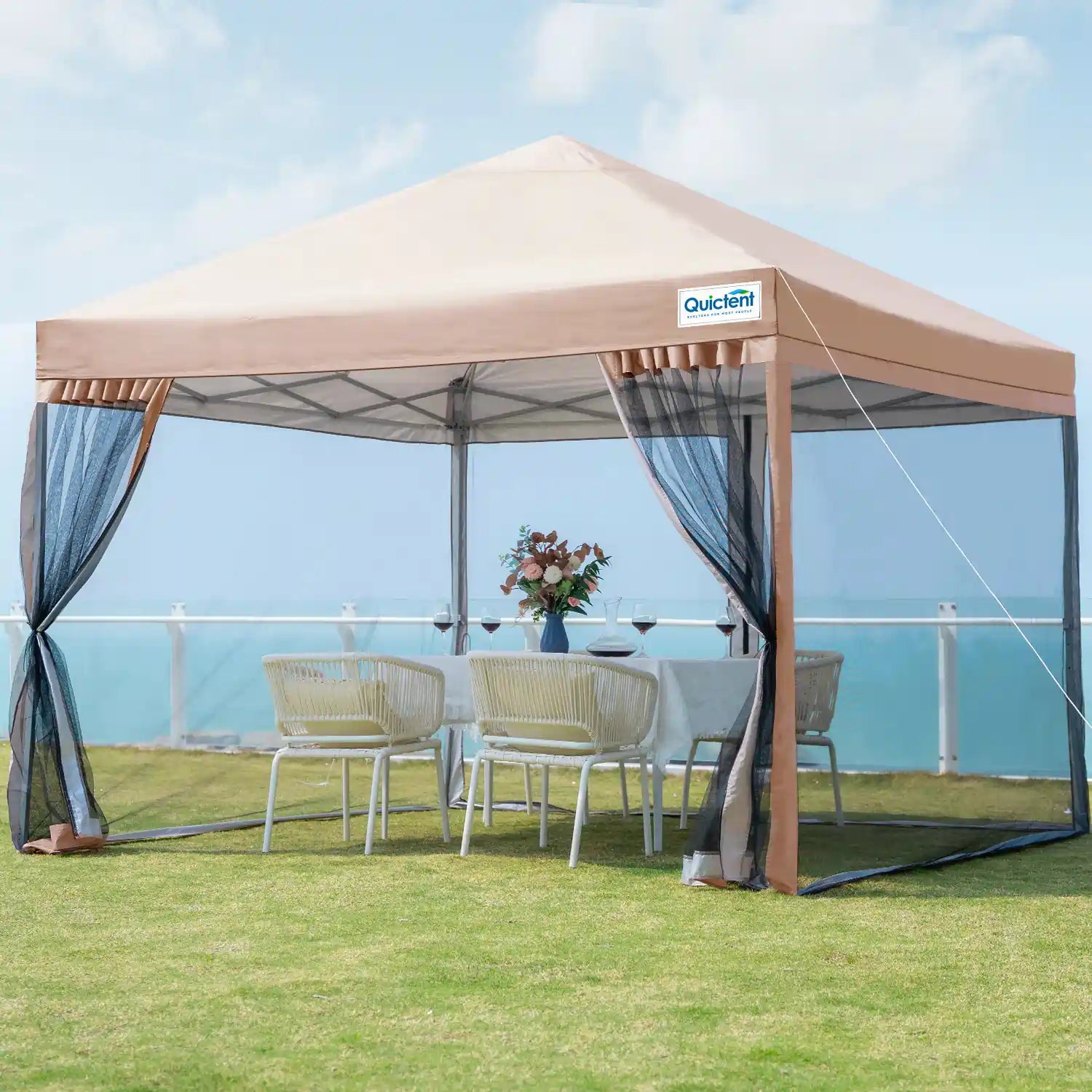 Quictent 6.6x6.6/8x8/10x10/10x20 Portable Pop Up Canopy with Netting