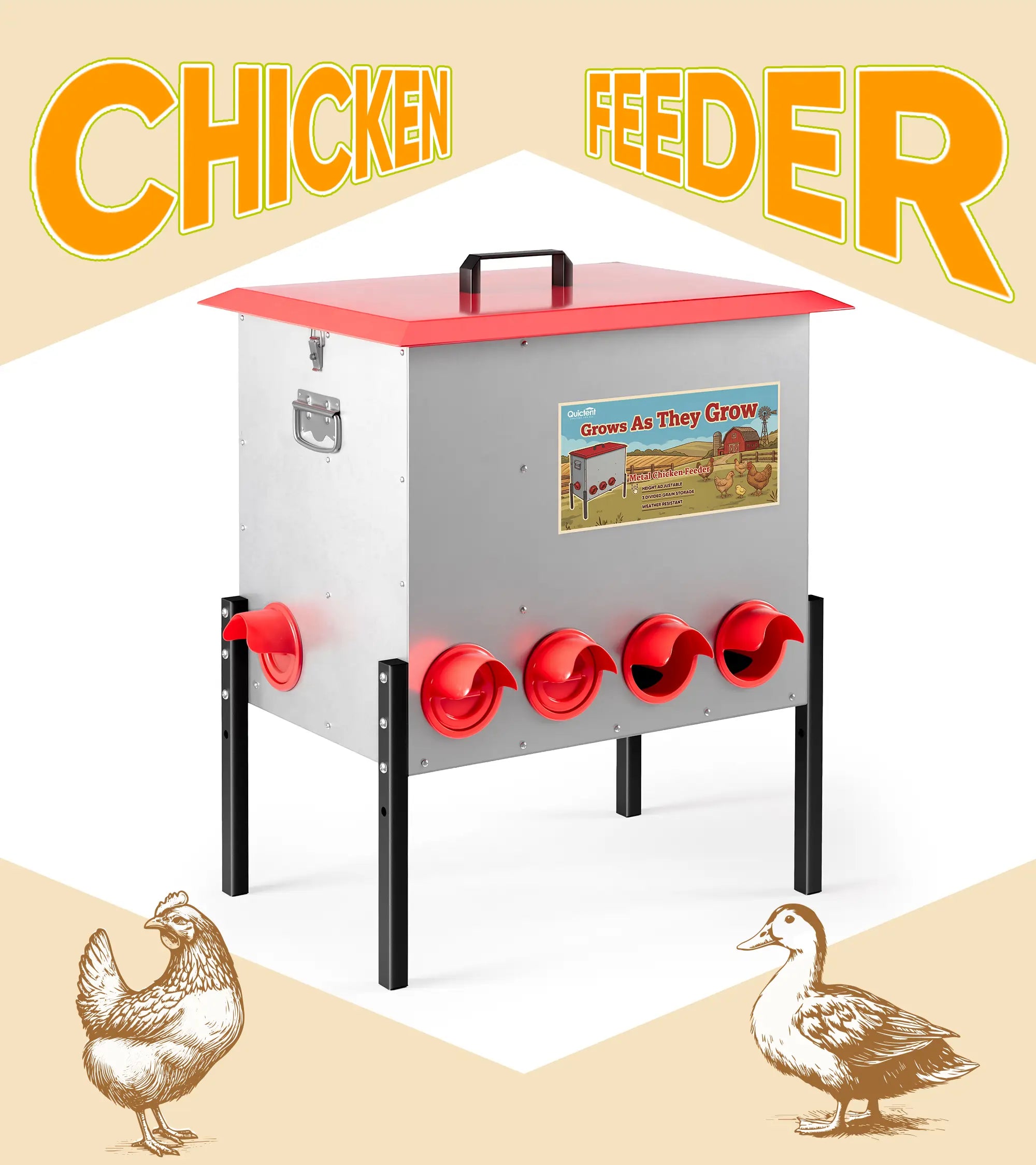 A metal chicken feeder#size_100-140 lbs