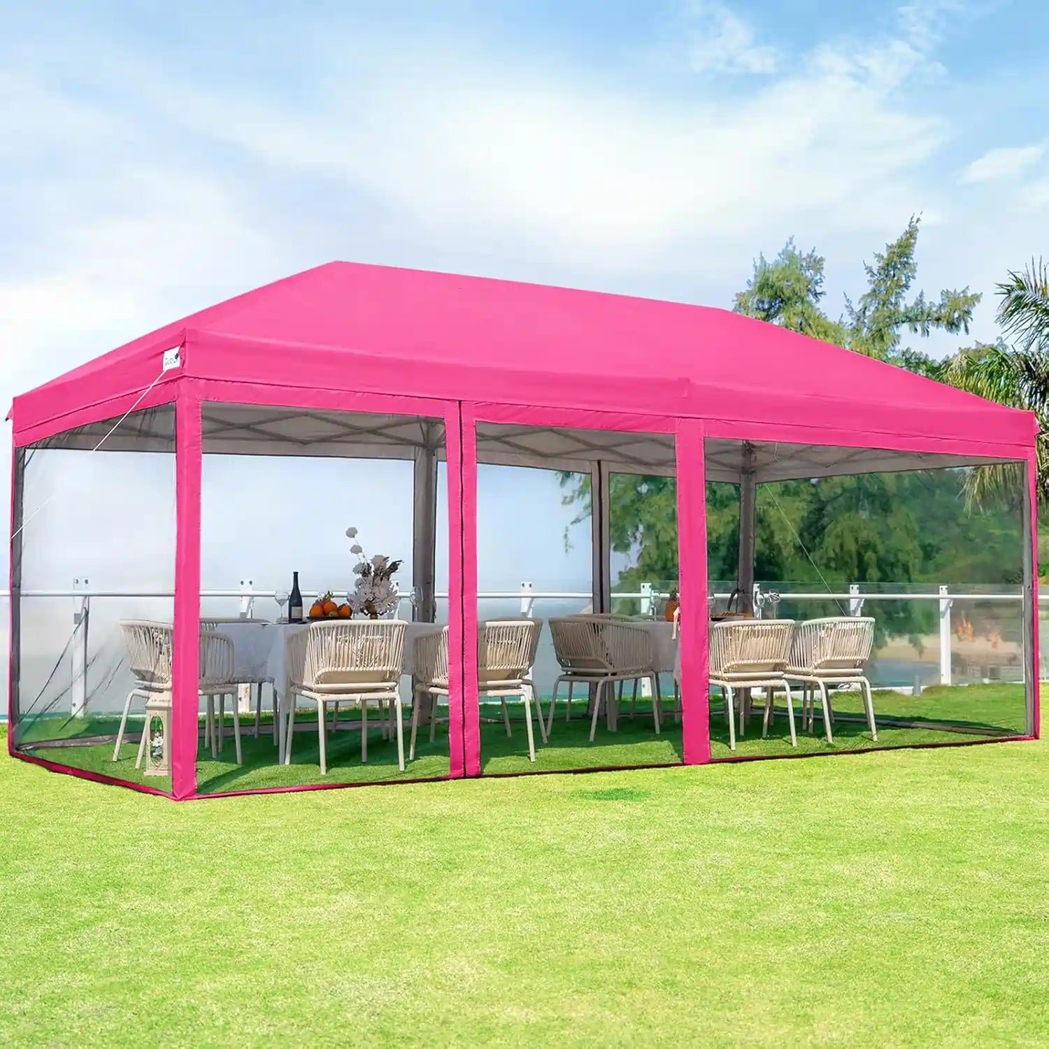 Canopy Tent with Mosquito Netting#color_Pink