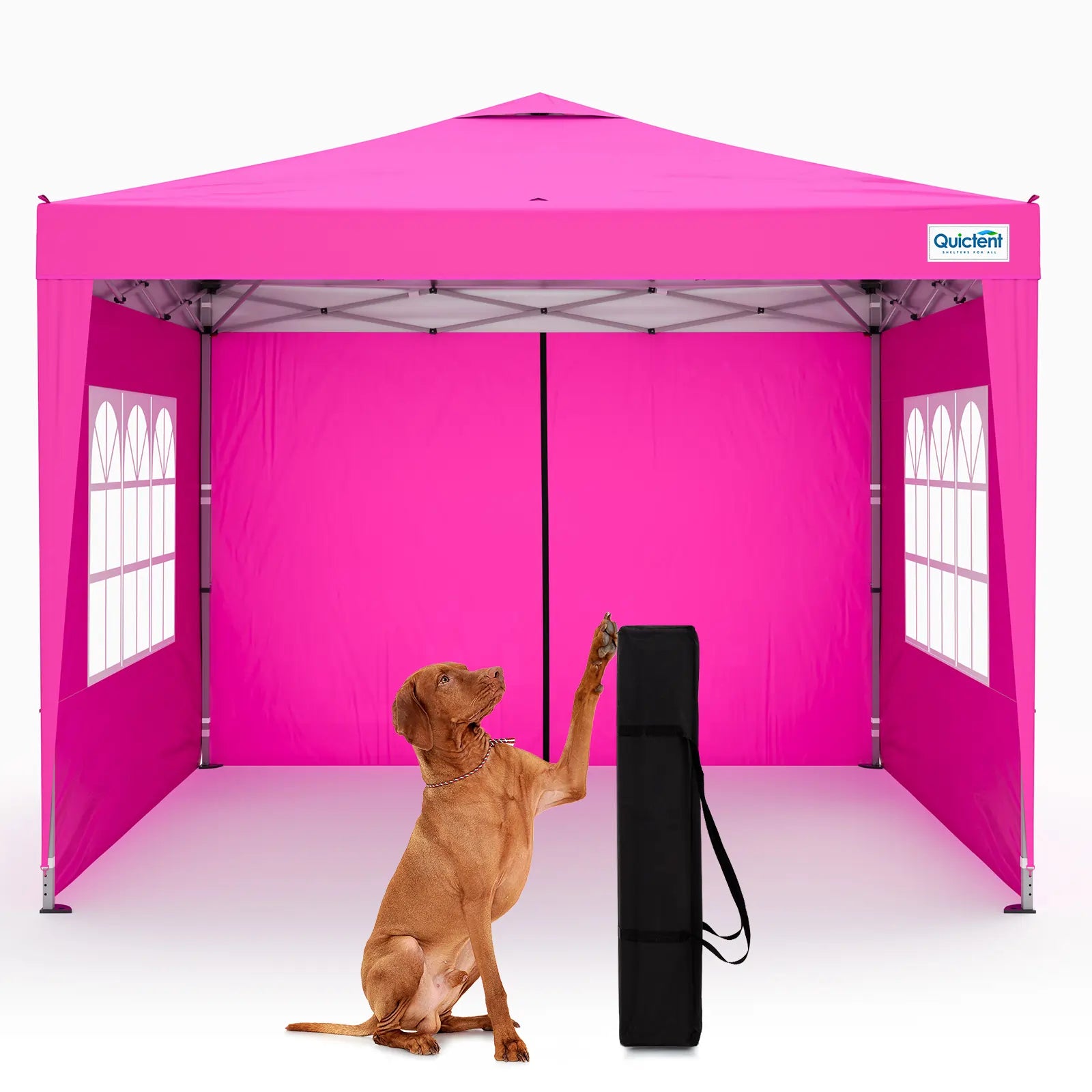 Quictent 10x10 Pop Up Canopy Tent with 3 Sidewalls#style_Pink w/3 Sidewalls