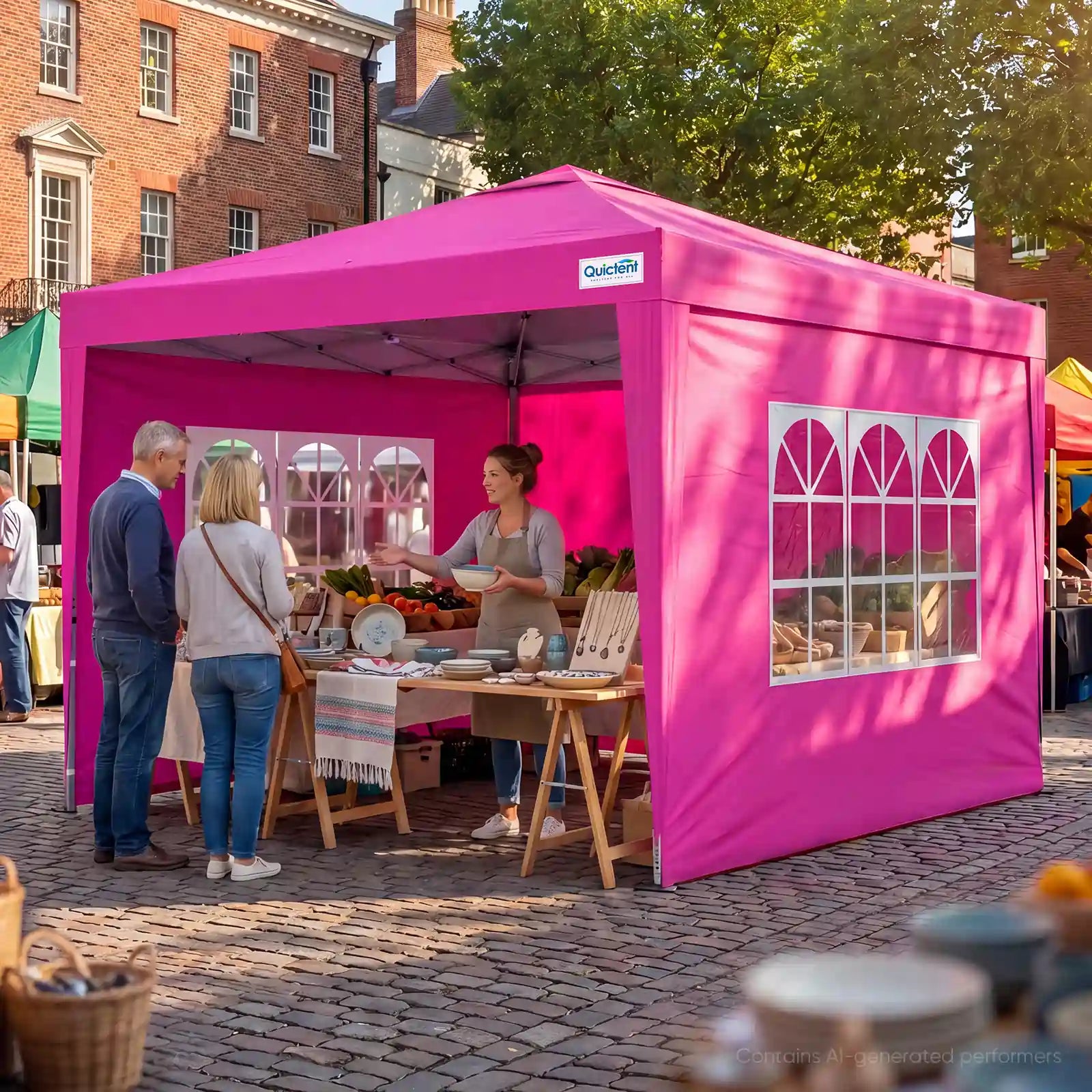 Instant Setup Gazebo for 1 Person#style_Pink w/3 Sidewalls
