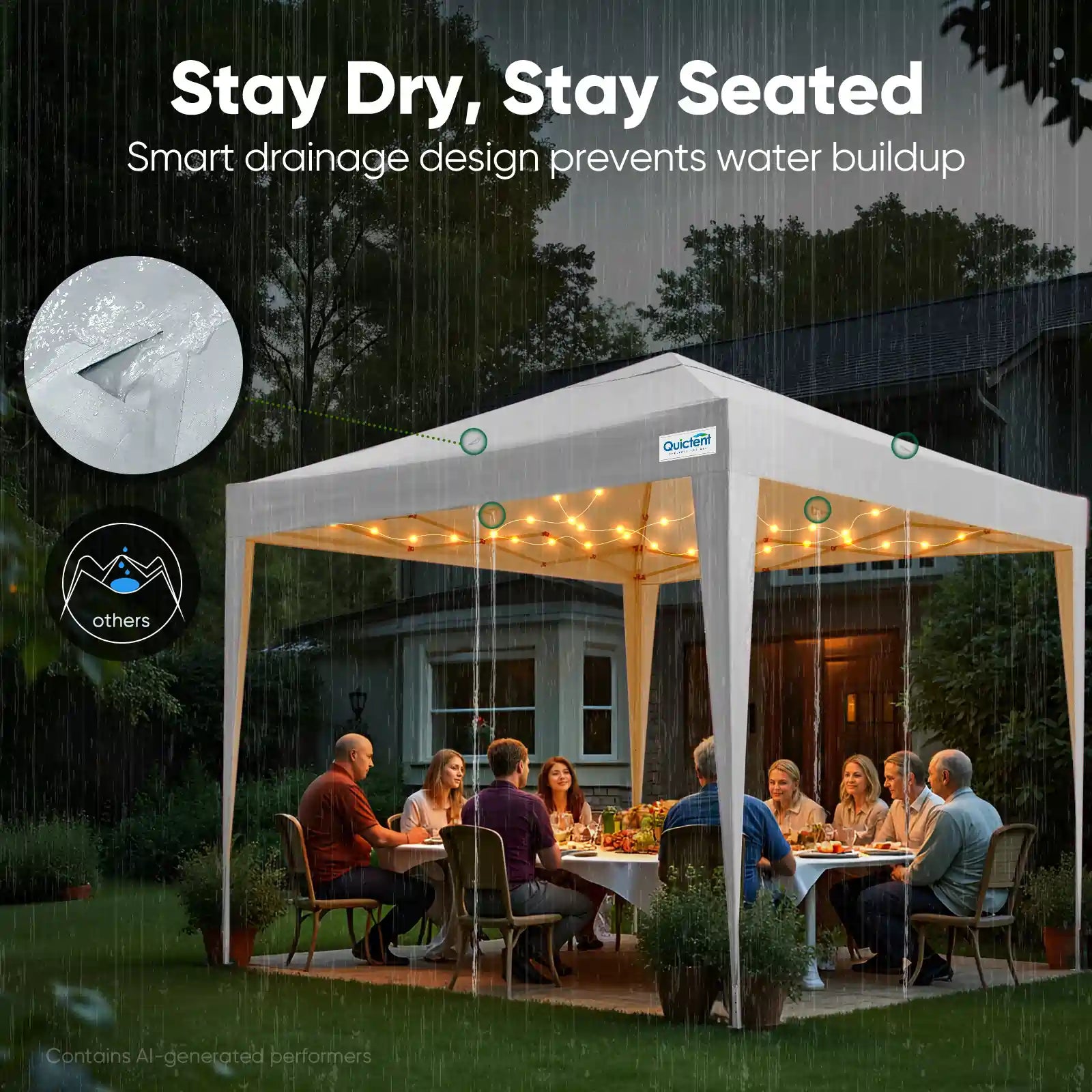 built-in drainage holes prevent rainwater accumulation#style_White w/3 Sidewalls
