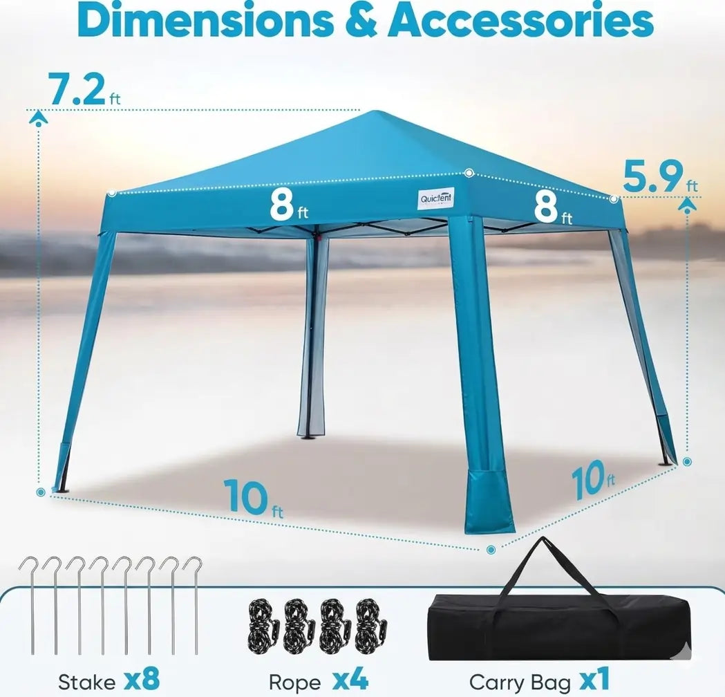 Blue pop-up canopy tent with dimensions#style_Blue