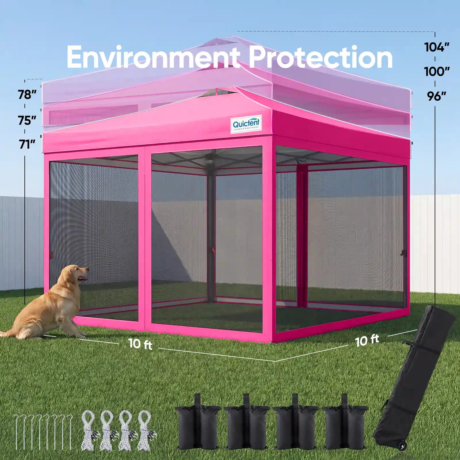Pink pet pen with dimensions#style_Pink w/Magnetic Door