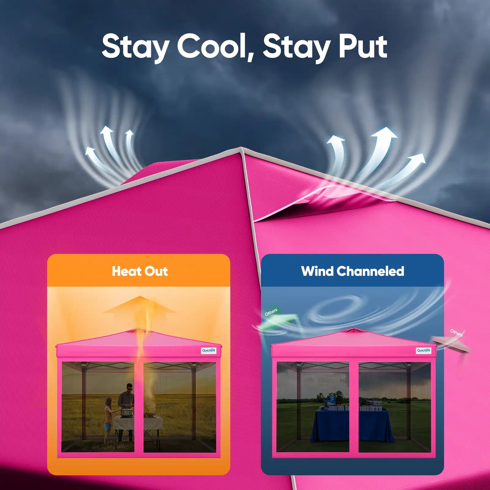 Pink canopy tent with heat and wind vent#style_Pink w/Magnetic Door
